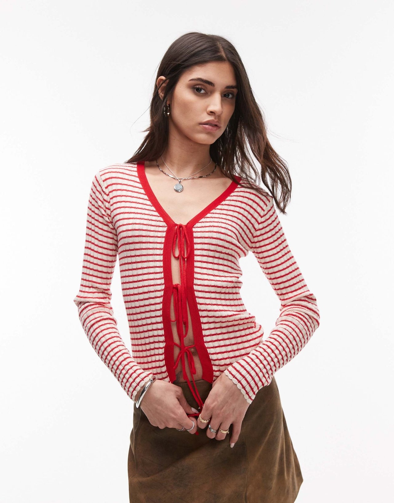 Resume front tip up cardigan in red stripe - ASOS Sample Sale