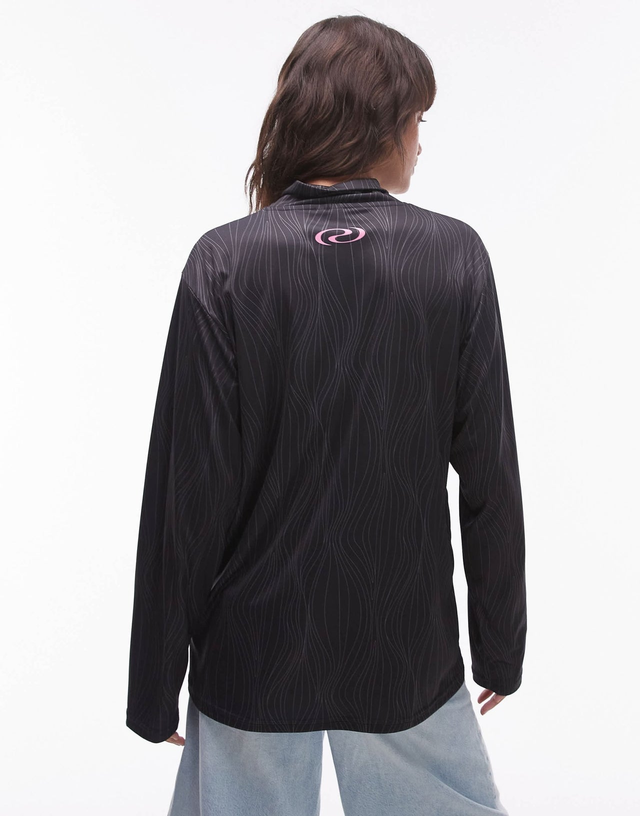 Resume high neck quarter zip oversized sporty top with pink logo - ASOS Sample Sale
