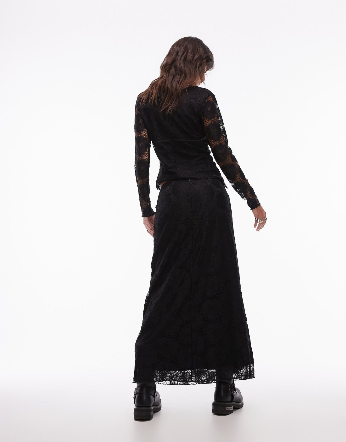 Resume low rise midi relaxed skirt in black lace with bow detail - ASOS Sample Sale