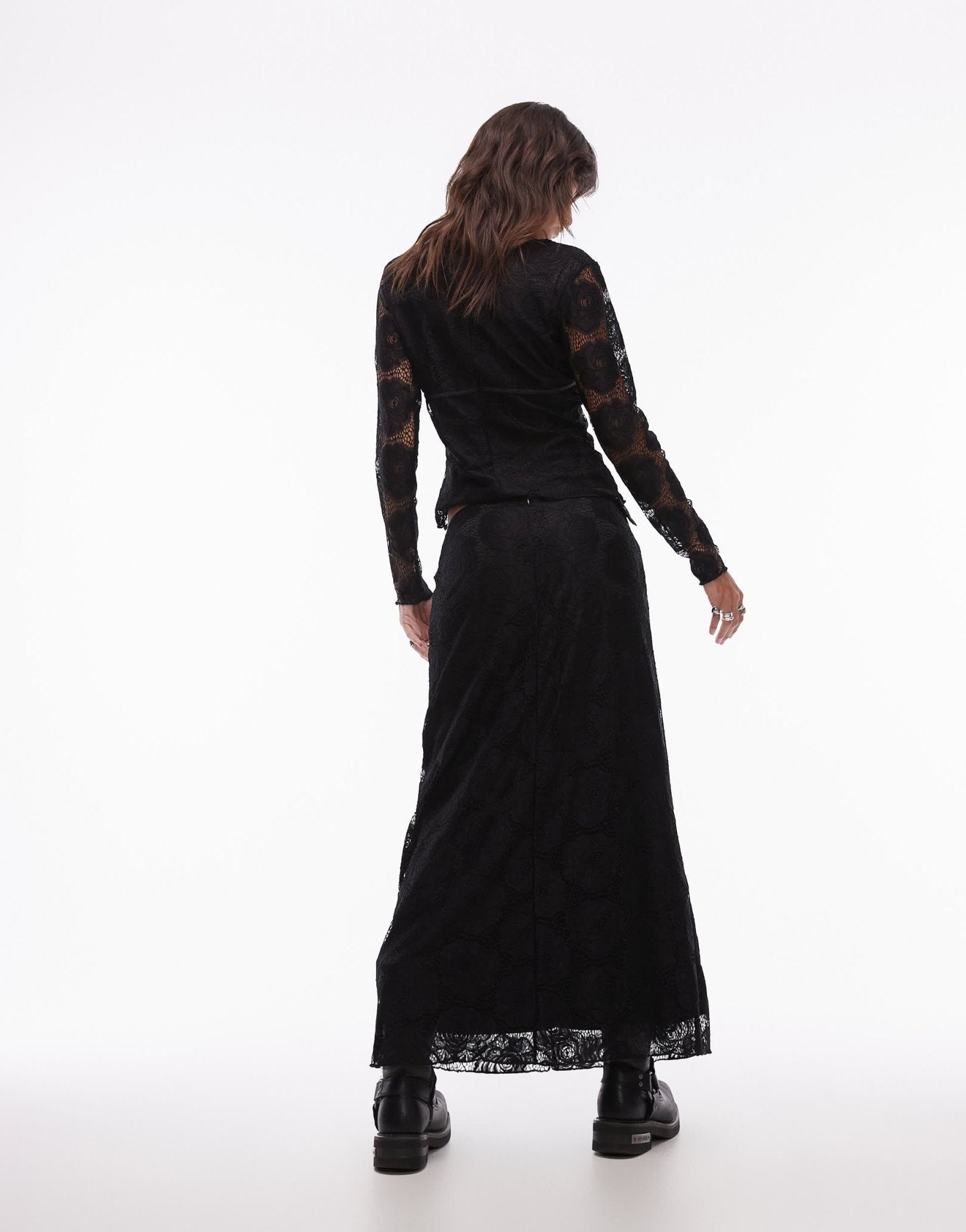 Resume low rise midi relaxed skirt in black lace with bow detail - ASOS Sample Sale