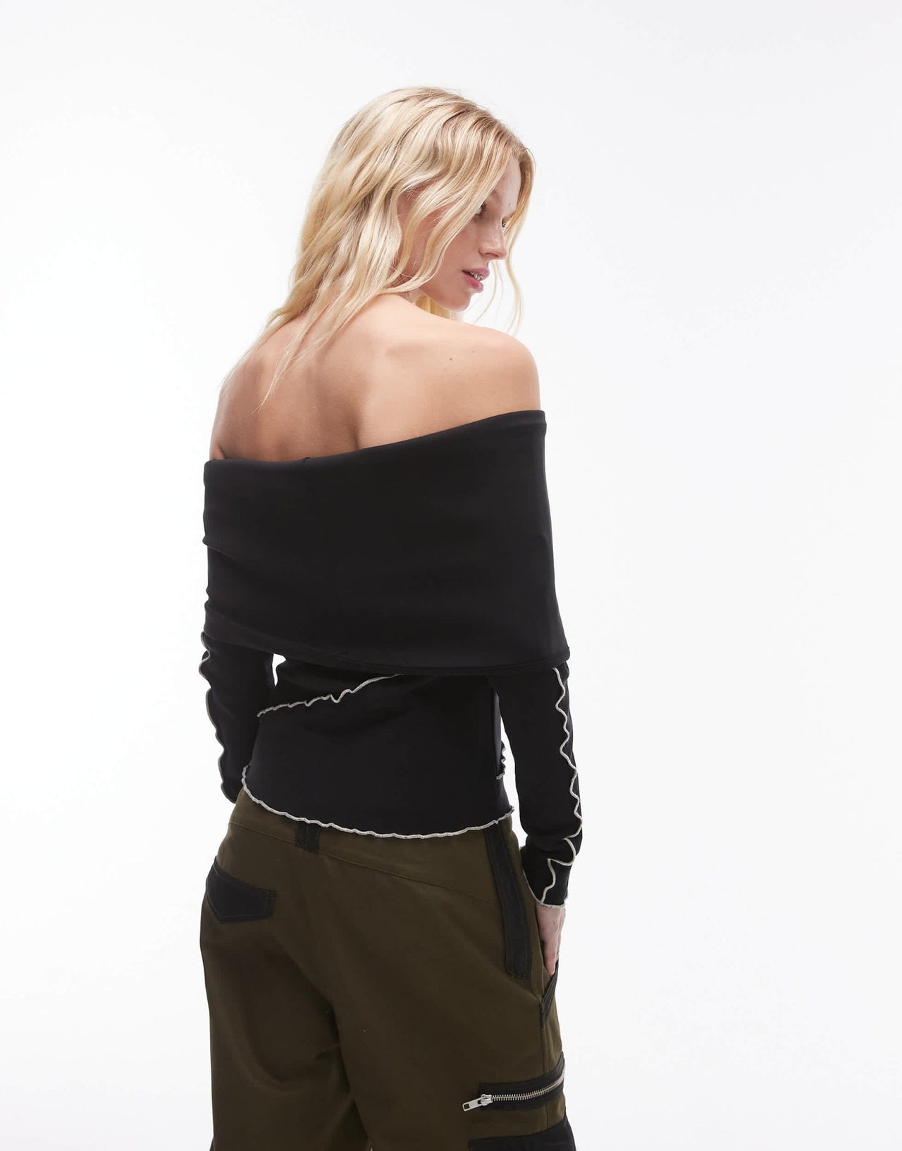 Resume off shoulder contrast binding rib top - ASOS Sample Sale