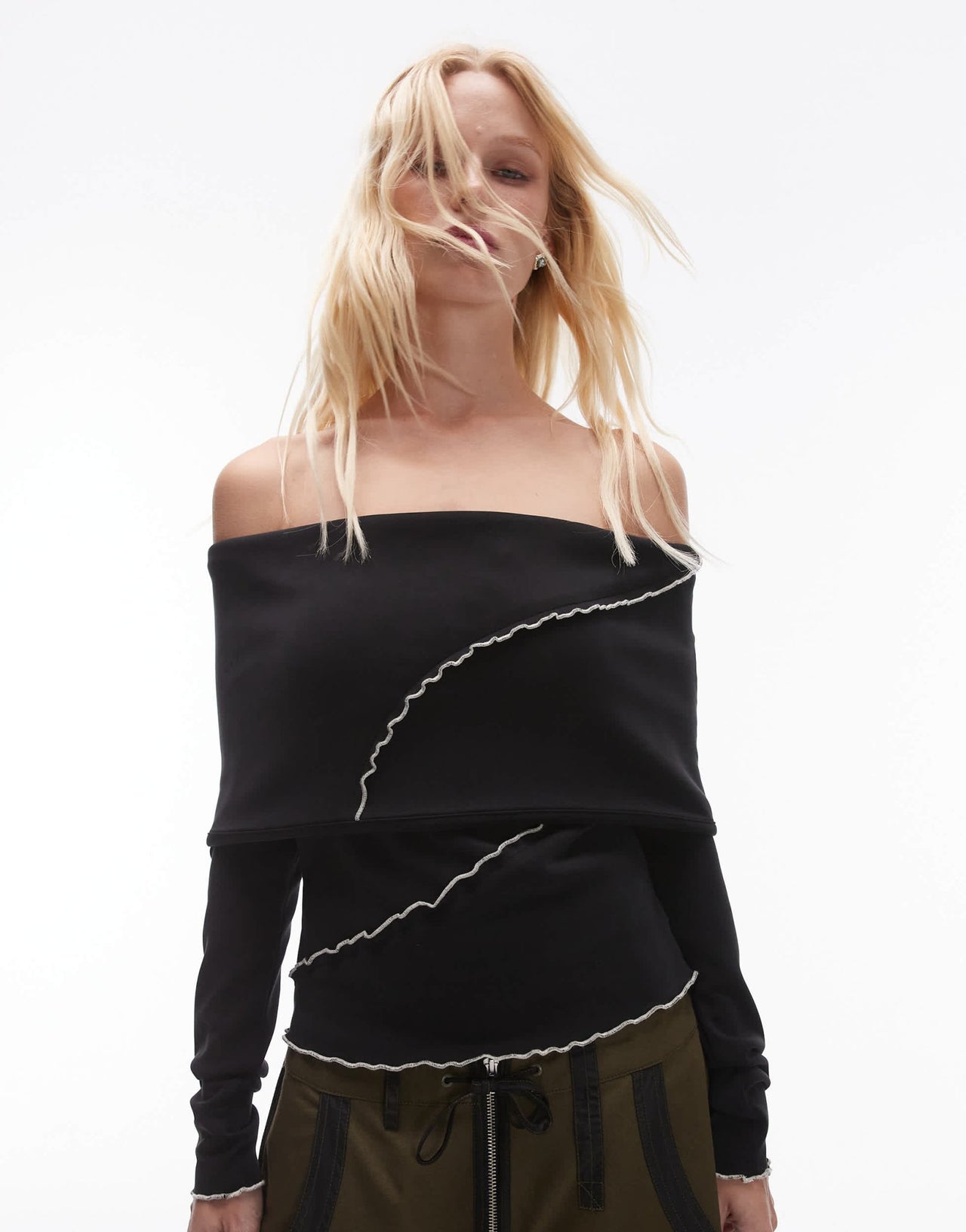 Resume off shoulder contrast binding rib top - ASOS Sample Sale