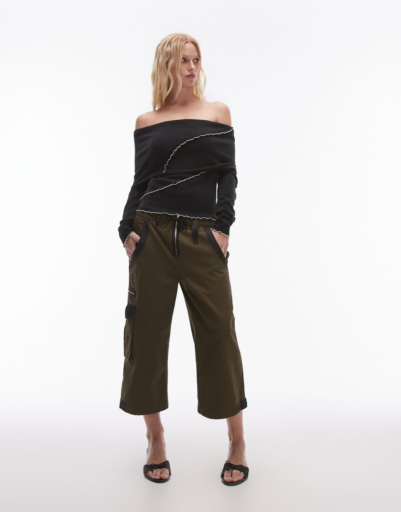 Resume off shoulder contrast binding rib top - ASOS Sample Sale