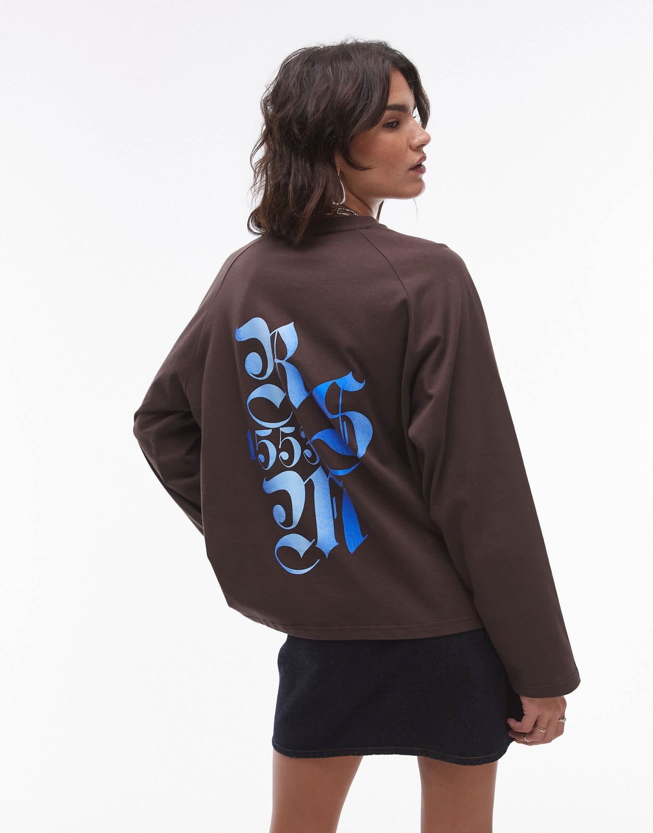 Resume oversized long sleeve t-shirt with contrast stitching in brown - ASOS Sample Sale