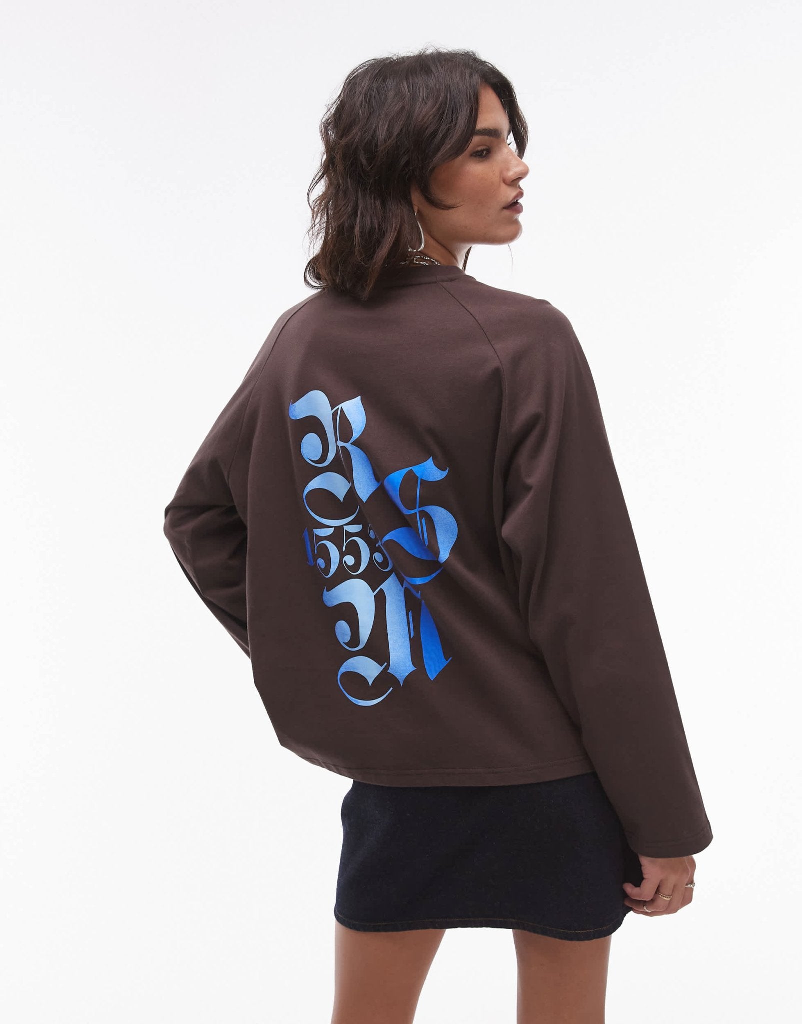 Resume oversized long sleeve t-shirt with contrast stitching in brown - ASOS Sample Sale