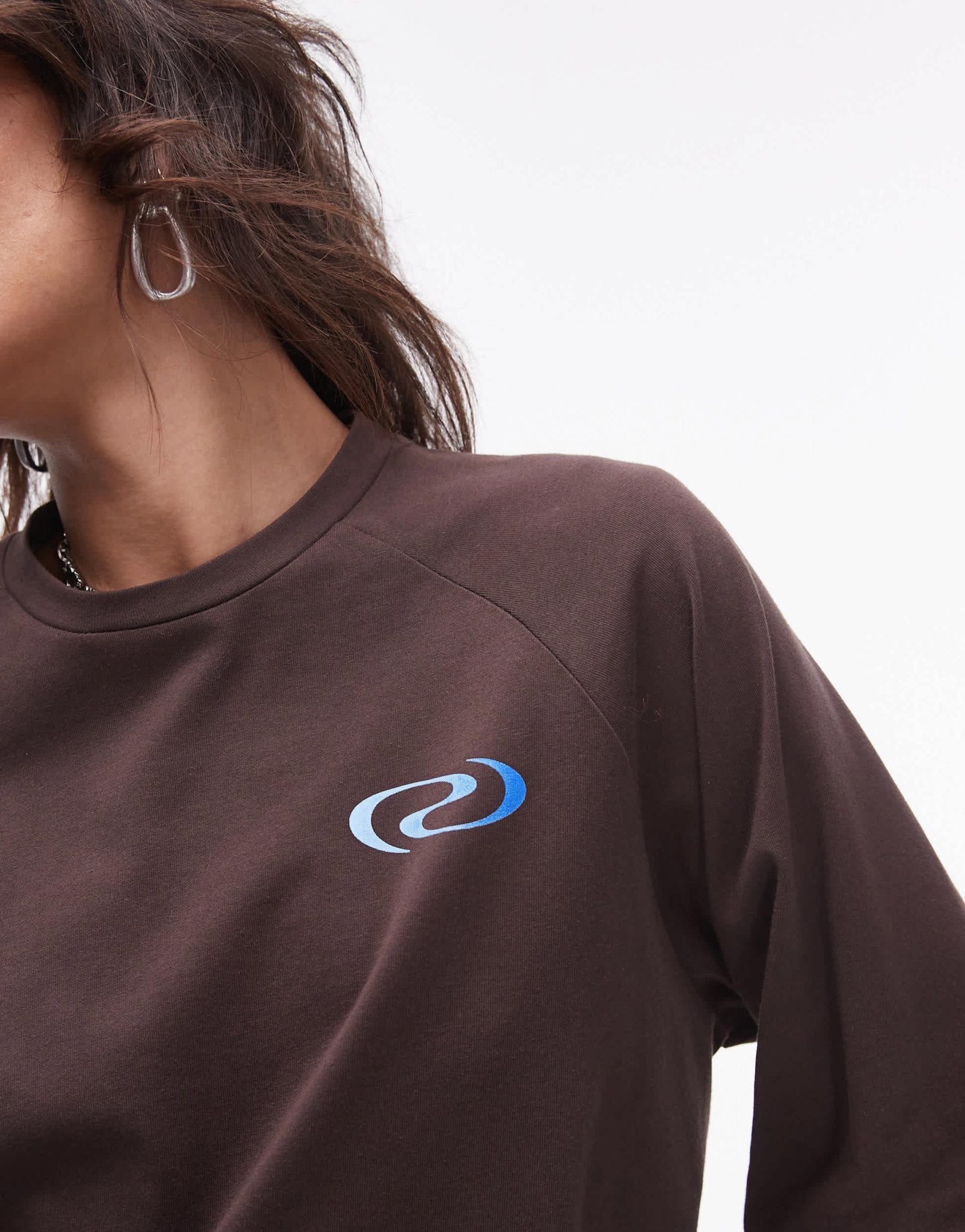 Resume oversized long sleeve t-shirt with contrast stitching in brown - ASOS Sample Sale