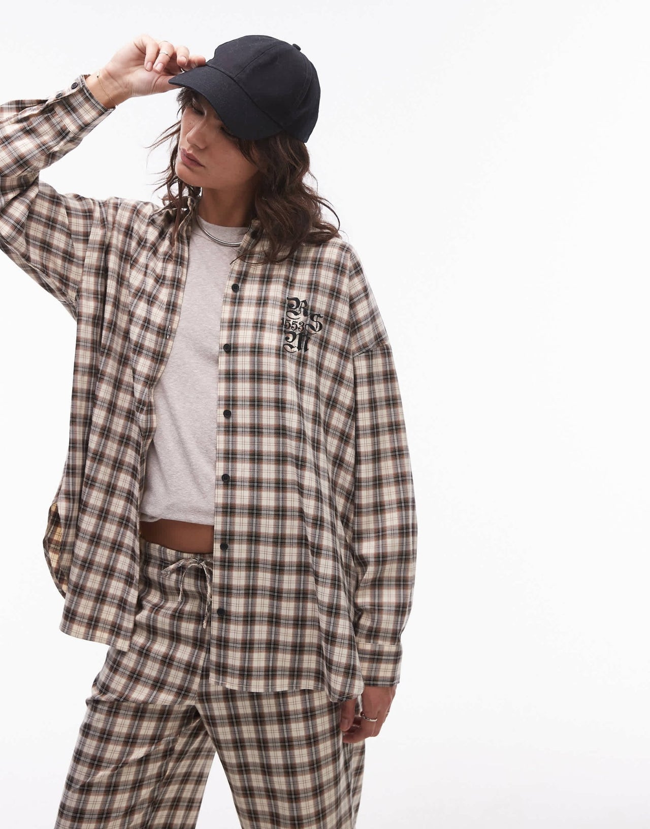 Resume oversized shirt with front logo in check co - ord - ASOS Sample Sale
