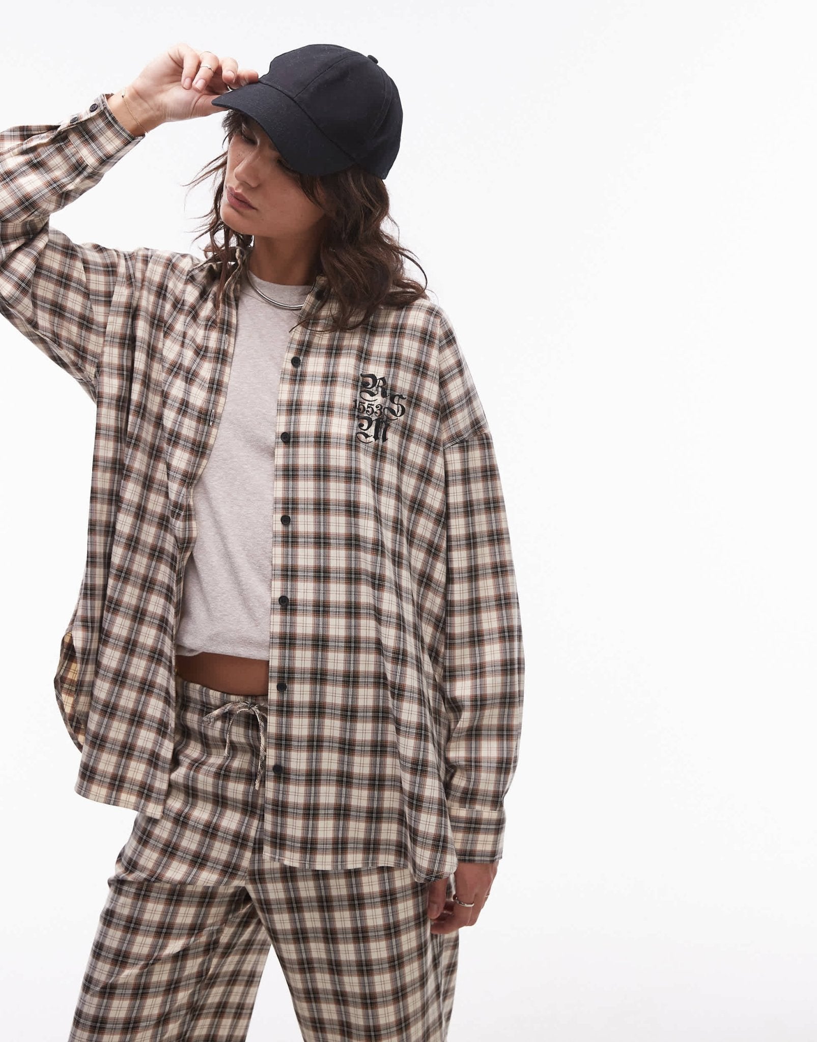 Resume oversized shirt with front logo in check co - ord - ASOS Sample Sale