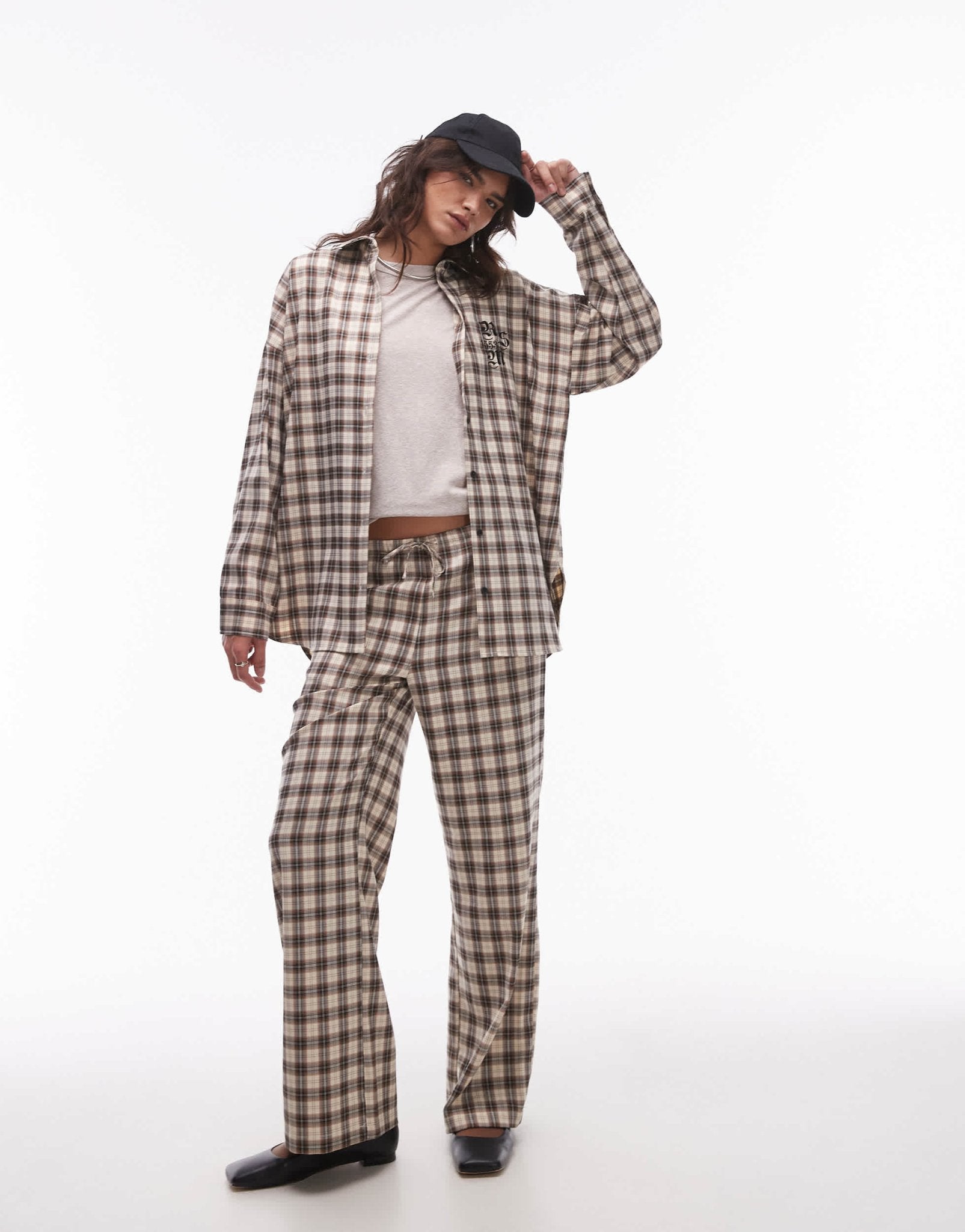 Resume oversized shirt with front logo in check co - ord - ASOS Sample Sale