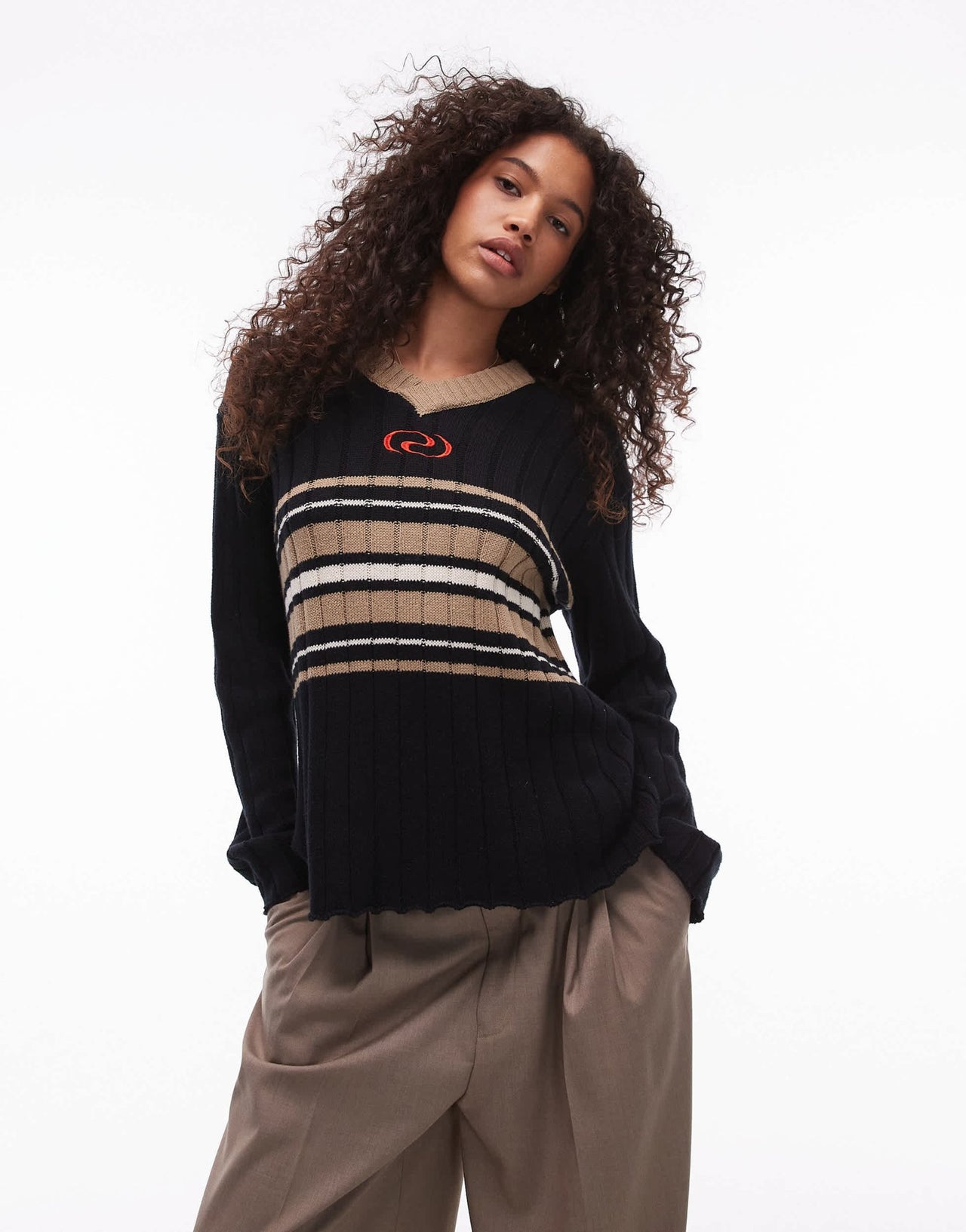 Resume oversized v neck knitted jumper with embroidered logo - ASOS Sample Sale