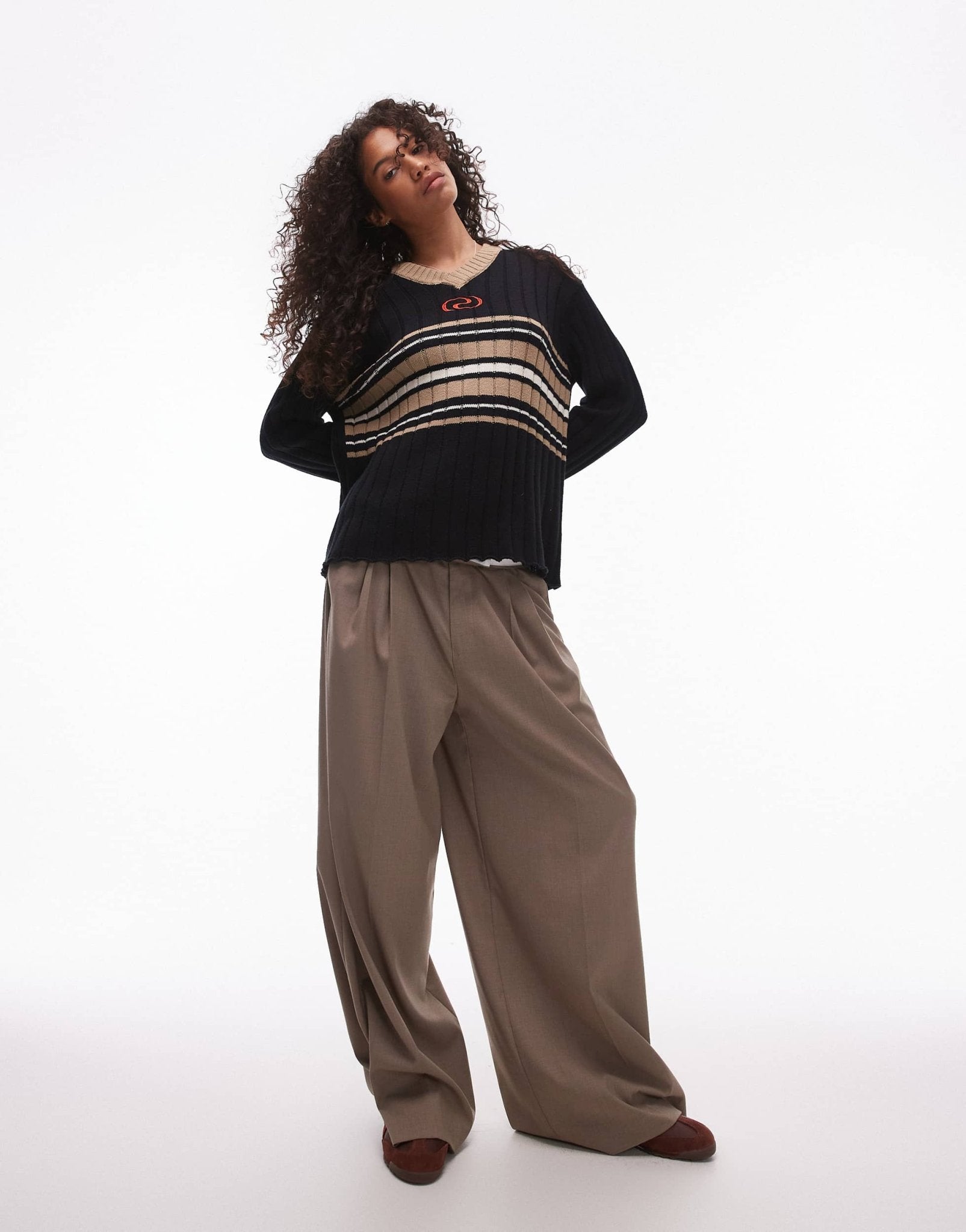 Resume oversized v neck knitted jumper with embroidered logo - ASOS Sample Sale