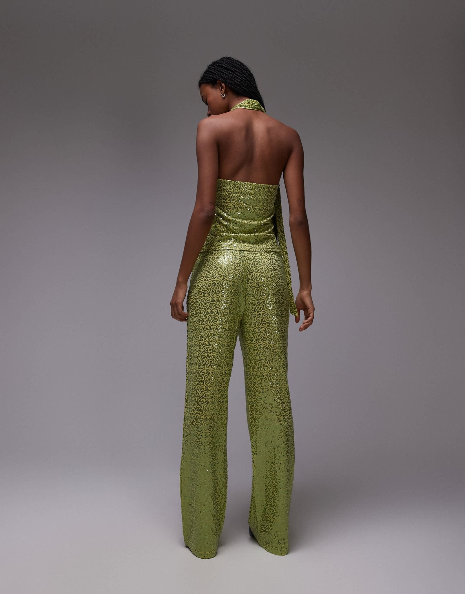 Resume relaxed smart trousers in glitter green sparkle co - ord - ASOS Sample Sale