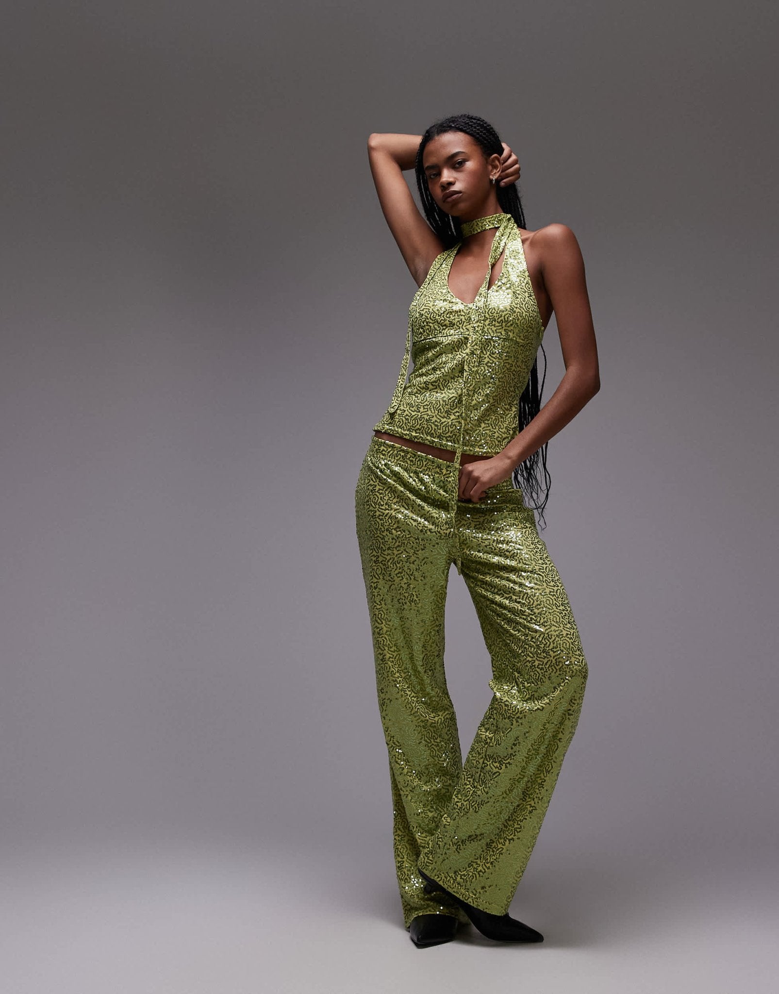 Resume relaxed smart trousers in glitter green sparkle co - ord - ASOS Sample Sale