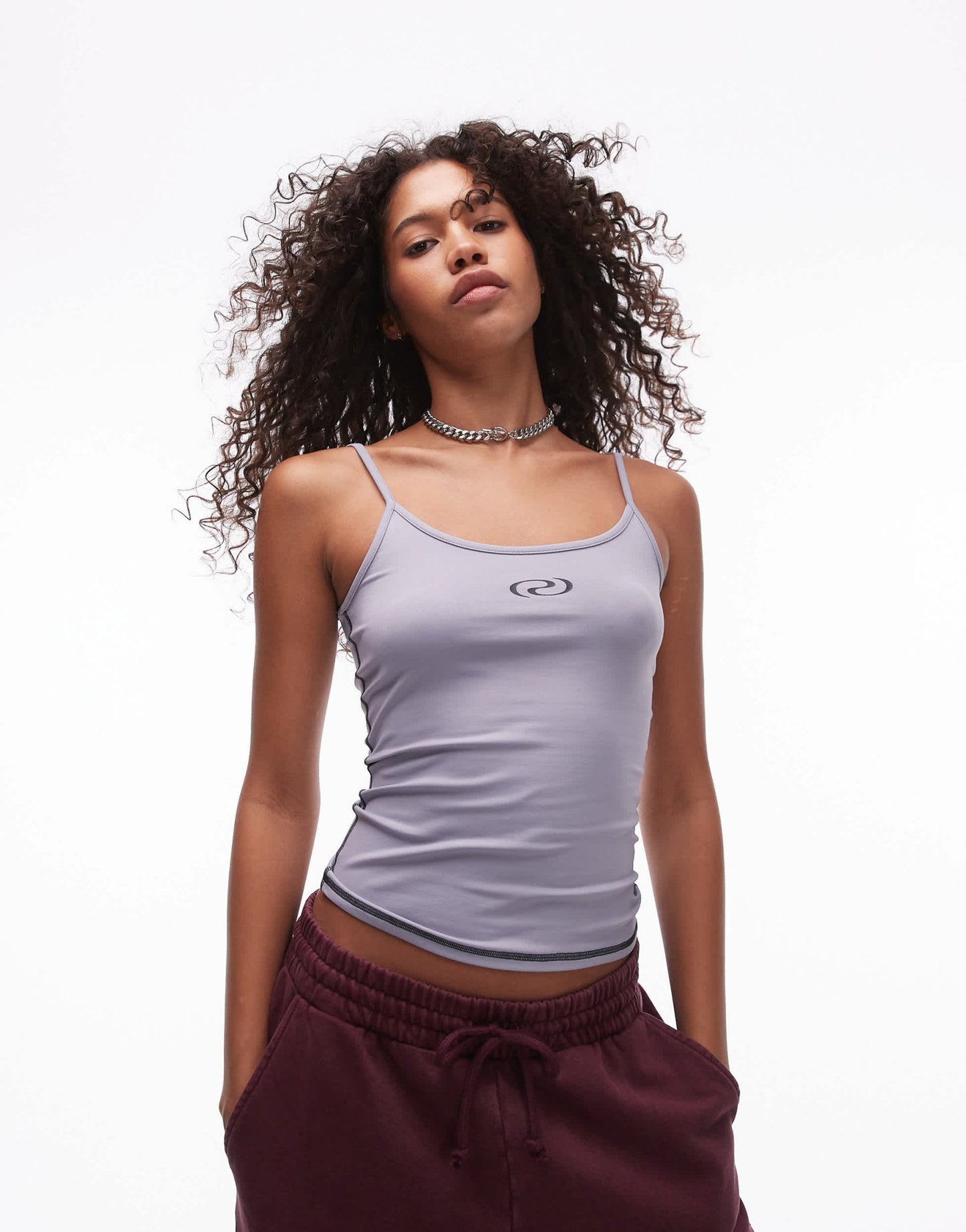 Resume skinny strap sporty vest in silver with logo - ASOS Sample Sale
