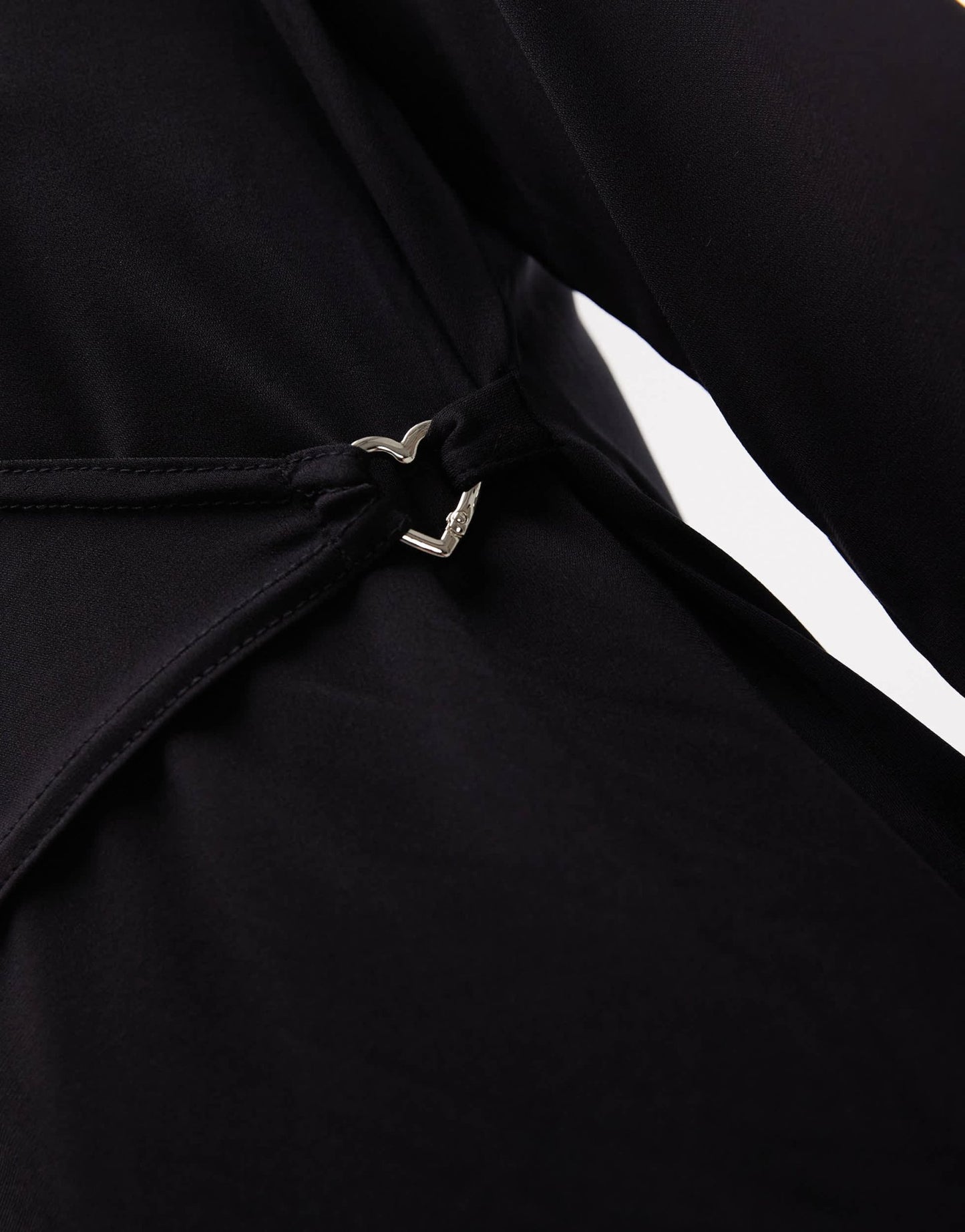 Resume slinky jersey v neck top with buckle detail in black co-ord - ASOS Sample Sale