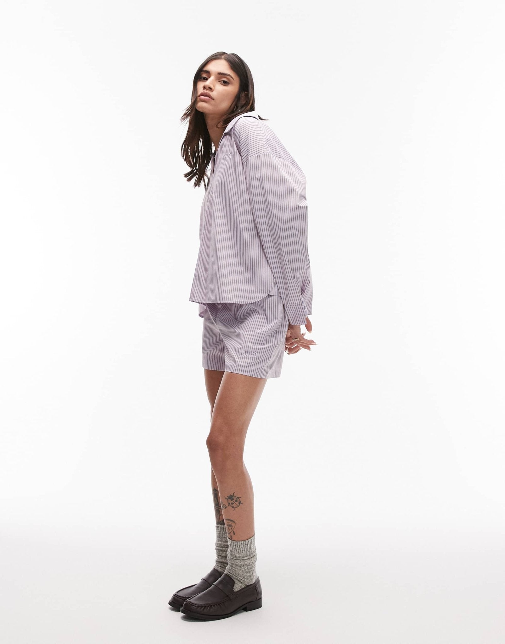 Resume v neck chuck on blouse in copper stripe co-ord - ASOS Sample Sale