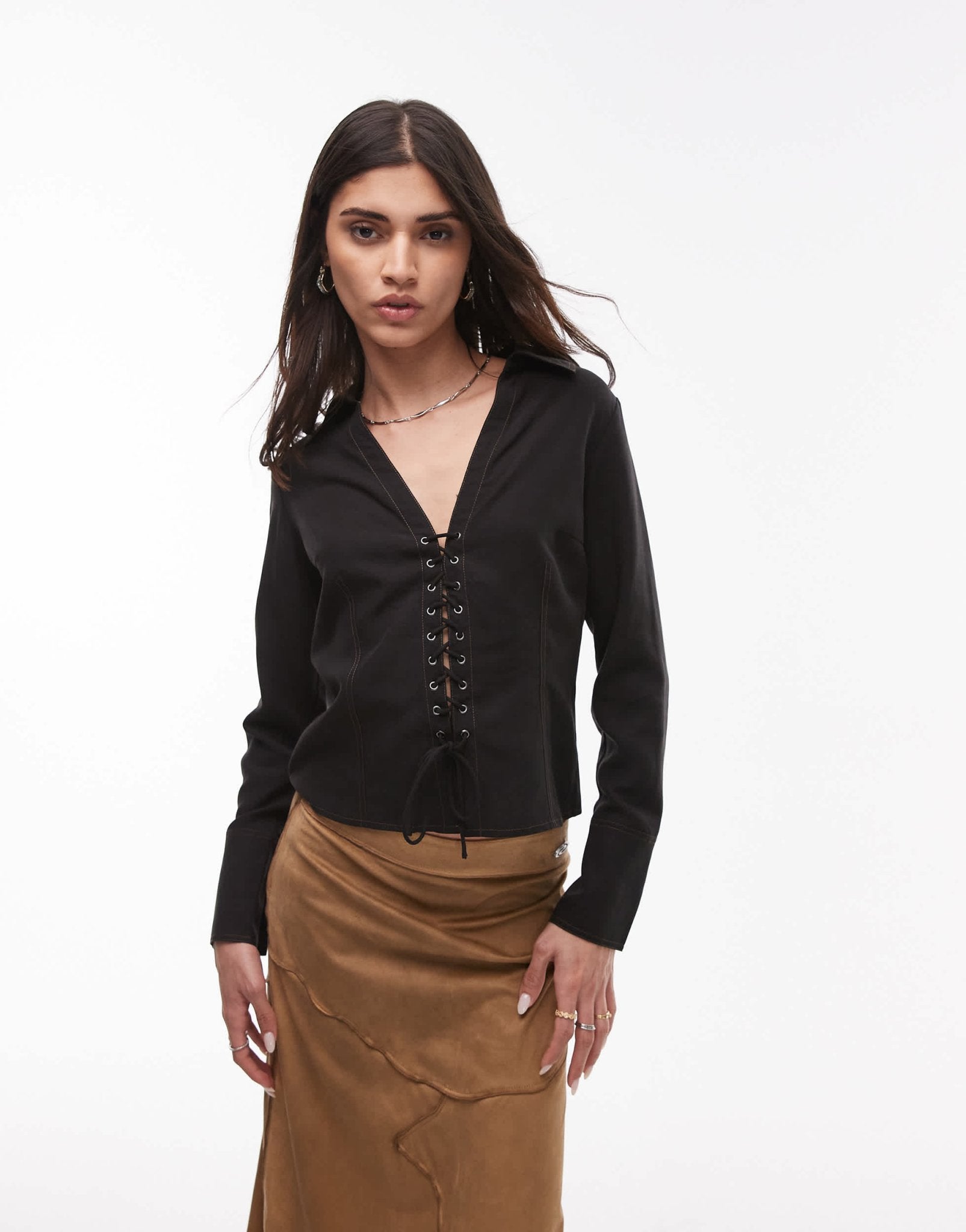 Resume western tie up front top in black - ASOS Sample Sale