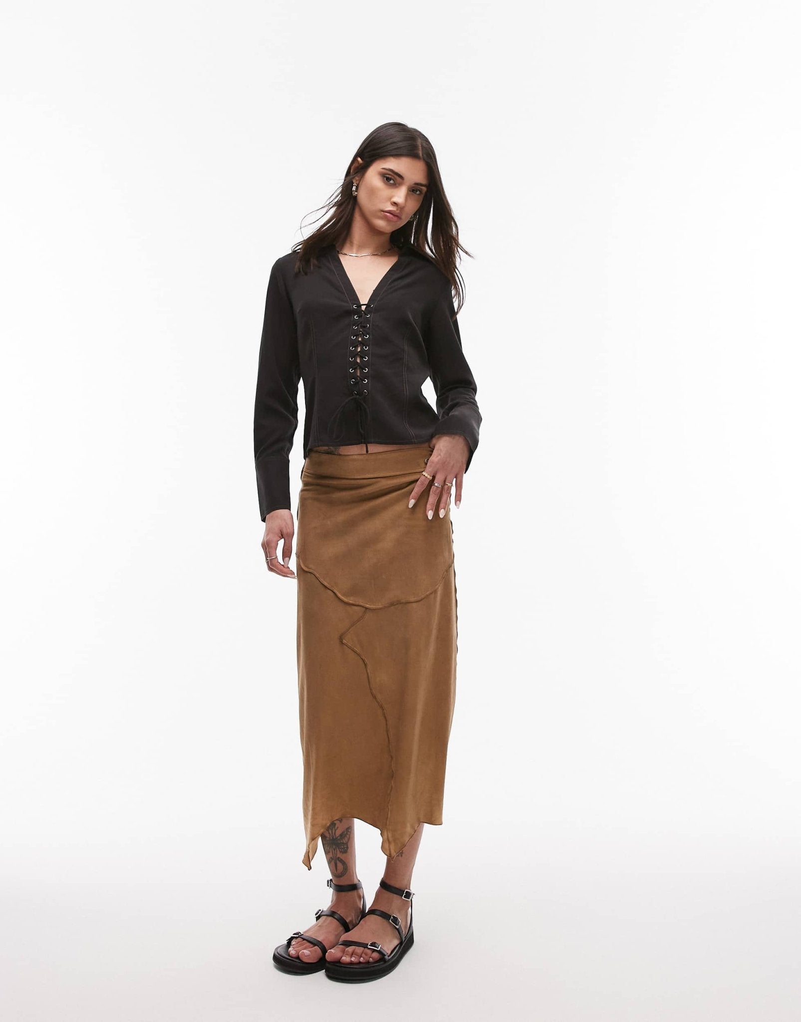 Resume western tie up front top in black - ASOS Sample Sale
