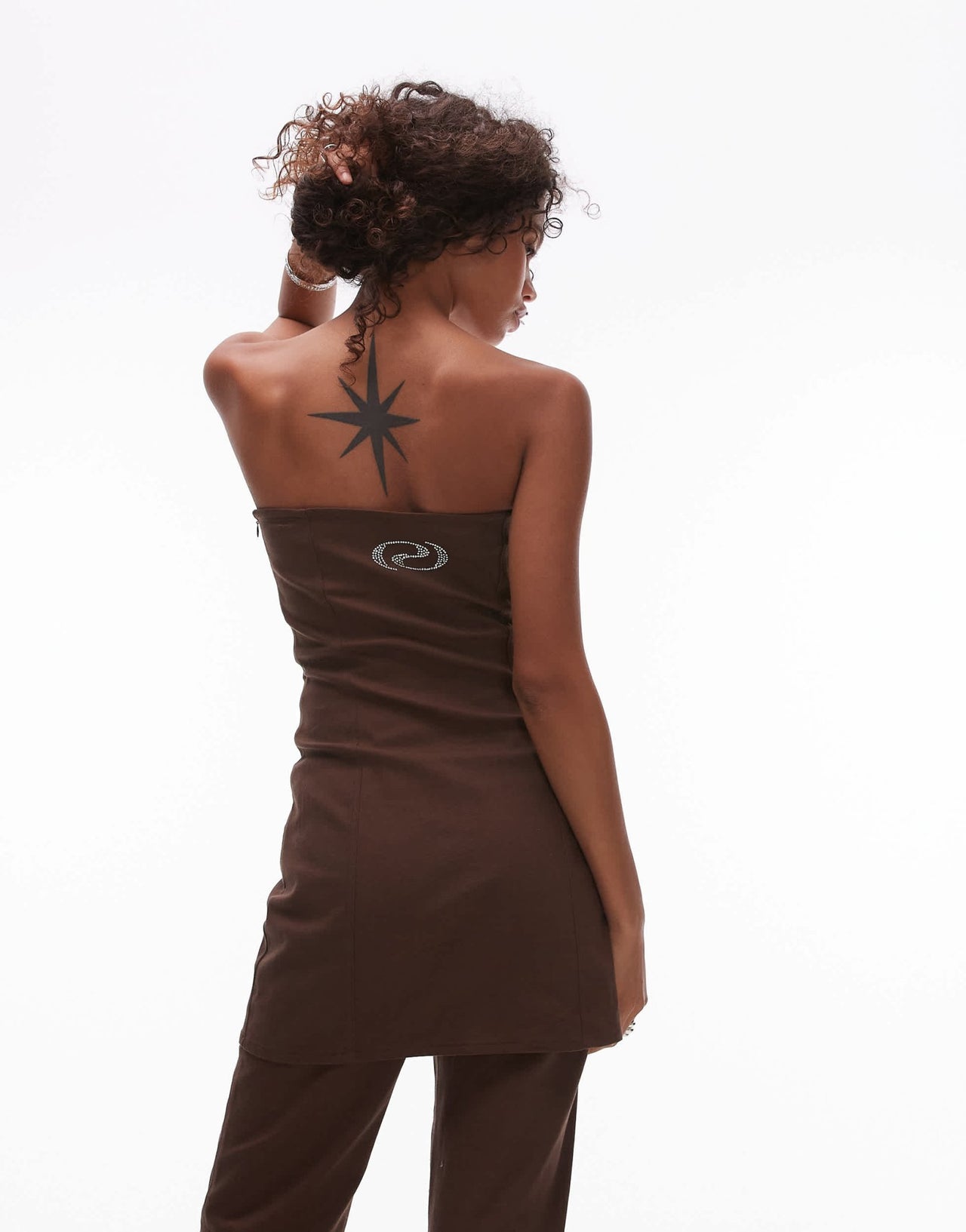Resume Y2K bandeau mini dress in brown bengaline co - ord - ASOS Sample Sale