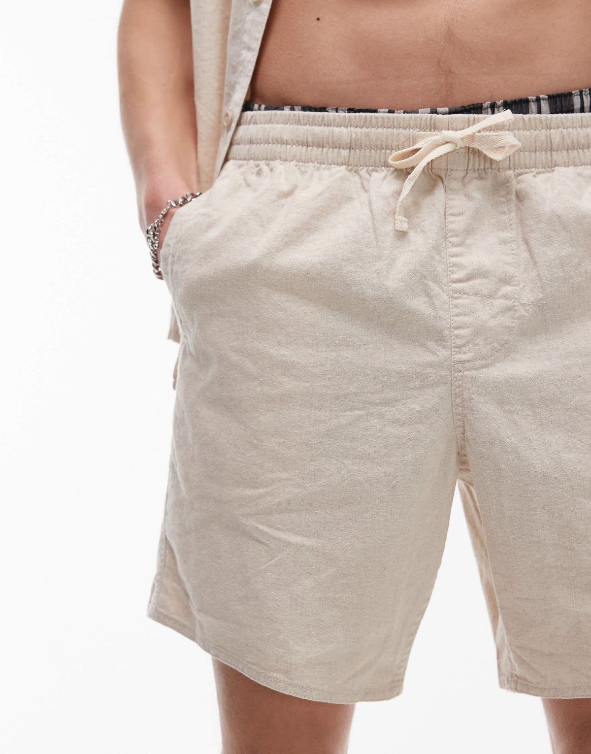 Rhythm classic linen jam short in cream - ASOS Sample Sale