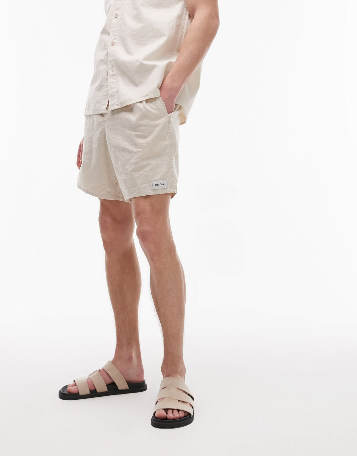Rhythm classic linen jam short in cream - ASOS Sample Sale