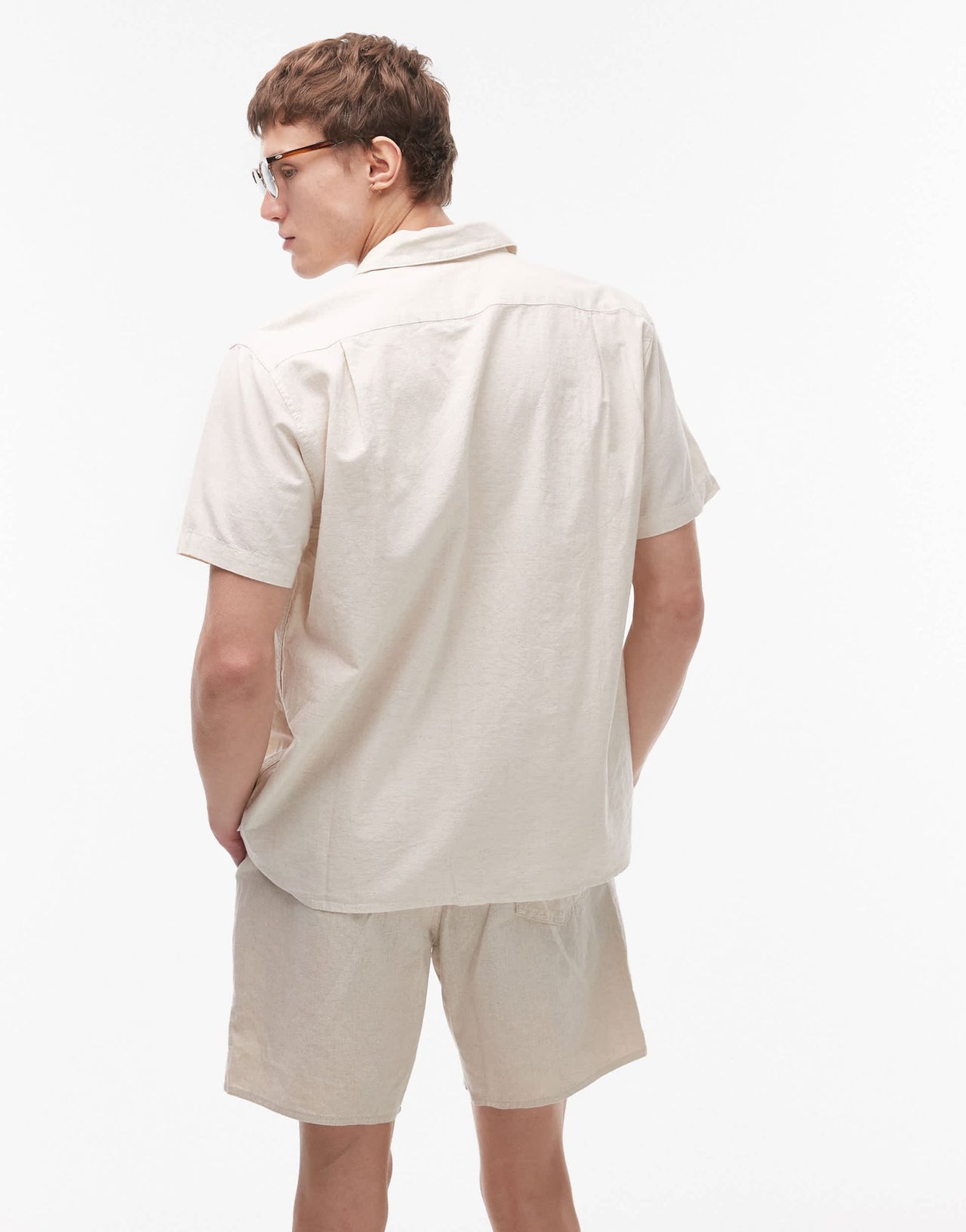 Rhythm classic linen short sleeve shirt in cream - ASOS Sample Sale