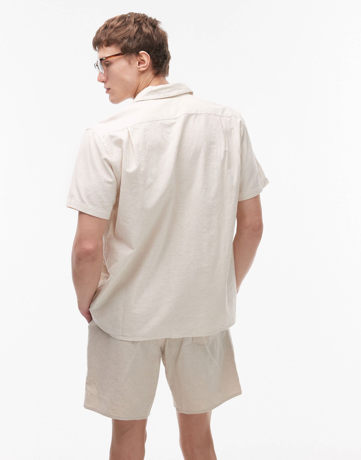 Rhythm classic linen short sleeve shirt in cream - ASOS Sample Sale