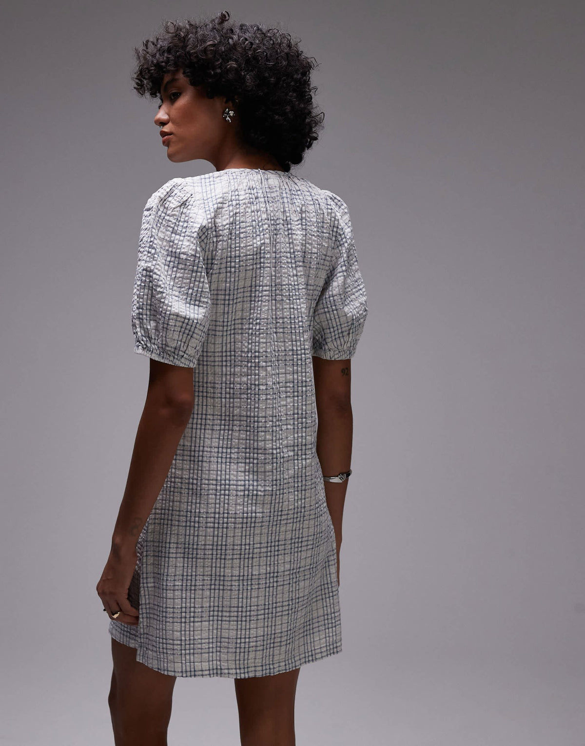 Rhythm desi plaid mini dress in blue - ASOS Sample Sale