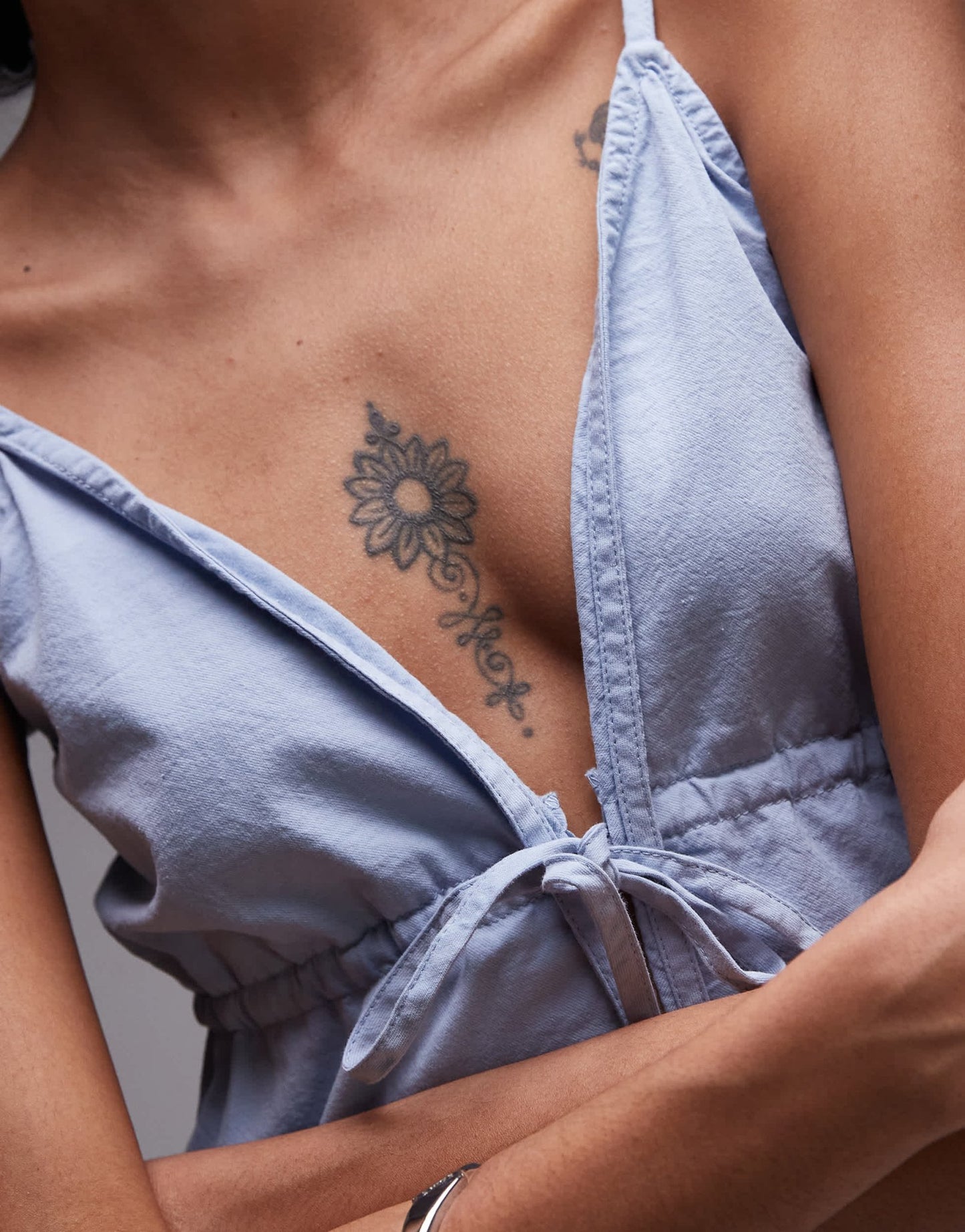 Rhythm dolly ruffle tie front top in blue - ASOS Sample Sale