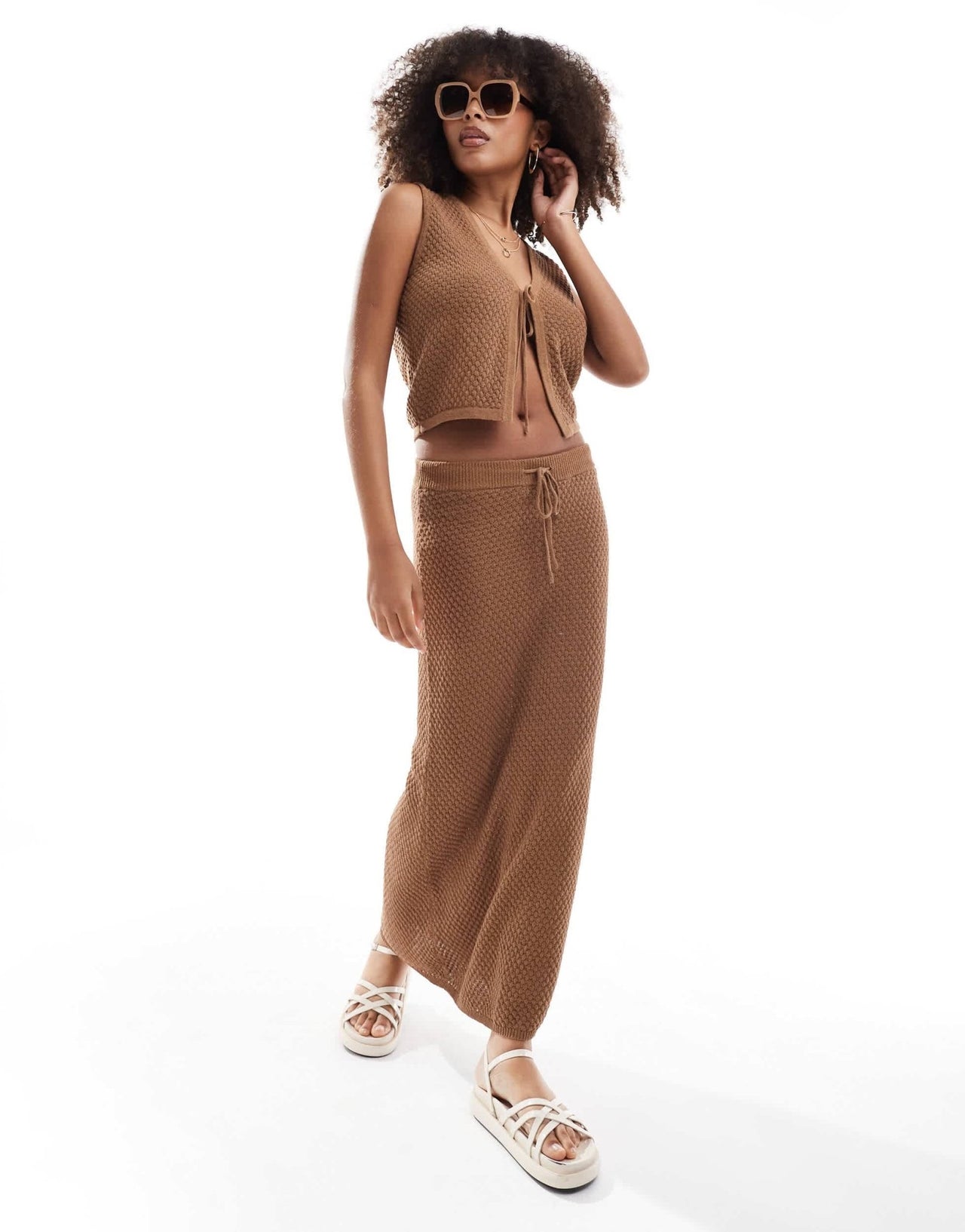 Rhythm josie knit maxi skirt co - ord in brown - ASOS Sample Sale
