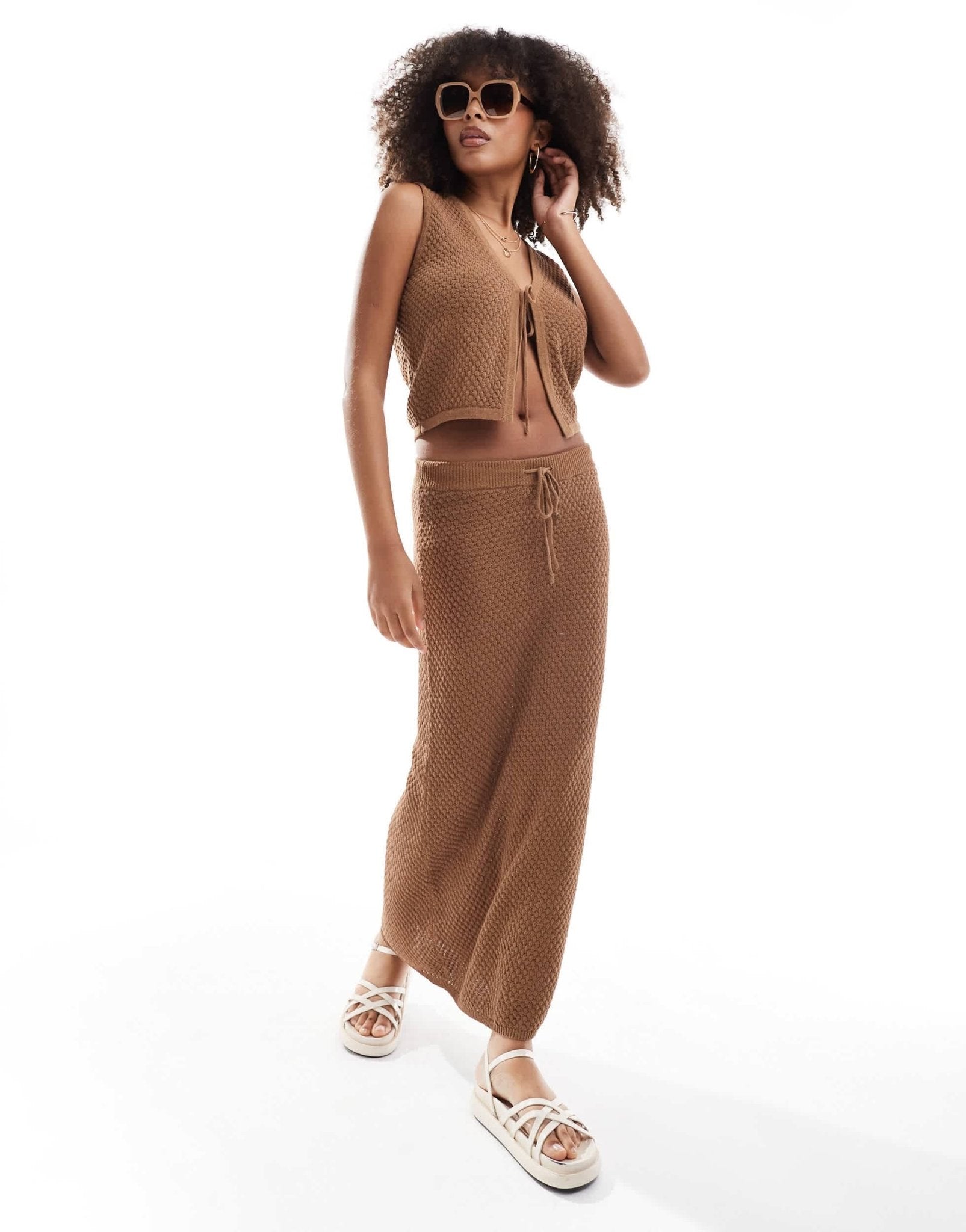 Rhythm josie knit maxi skirt co - ord in brown - ASOS Sample Sale