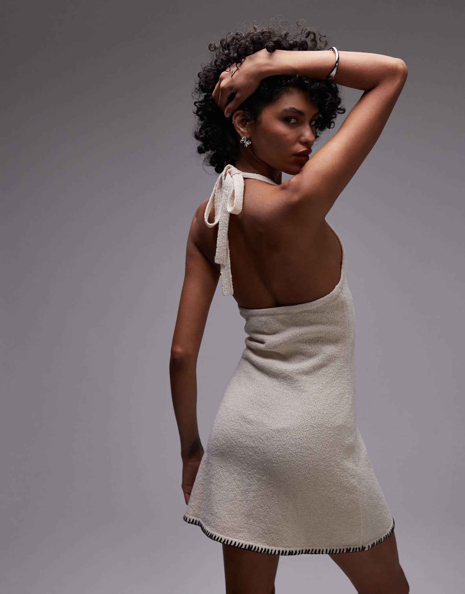 Rhythm martini halter knit mini dress in cream - ASOS Sample Sale