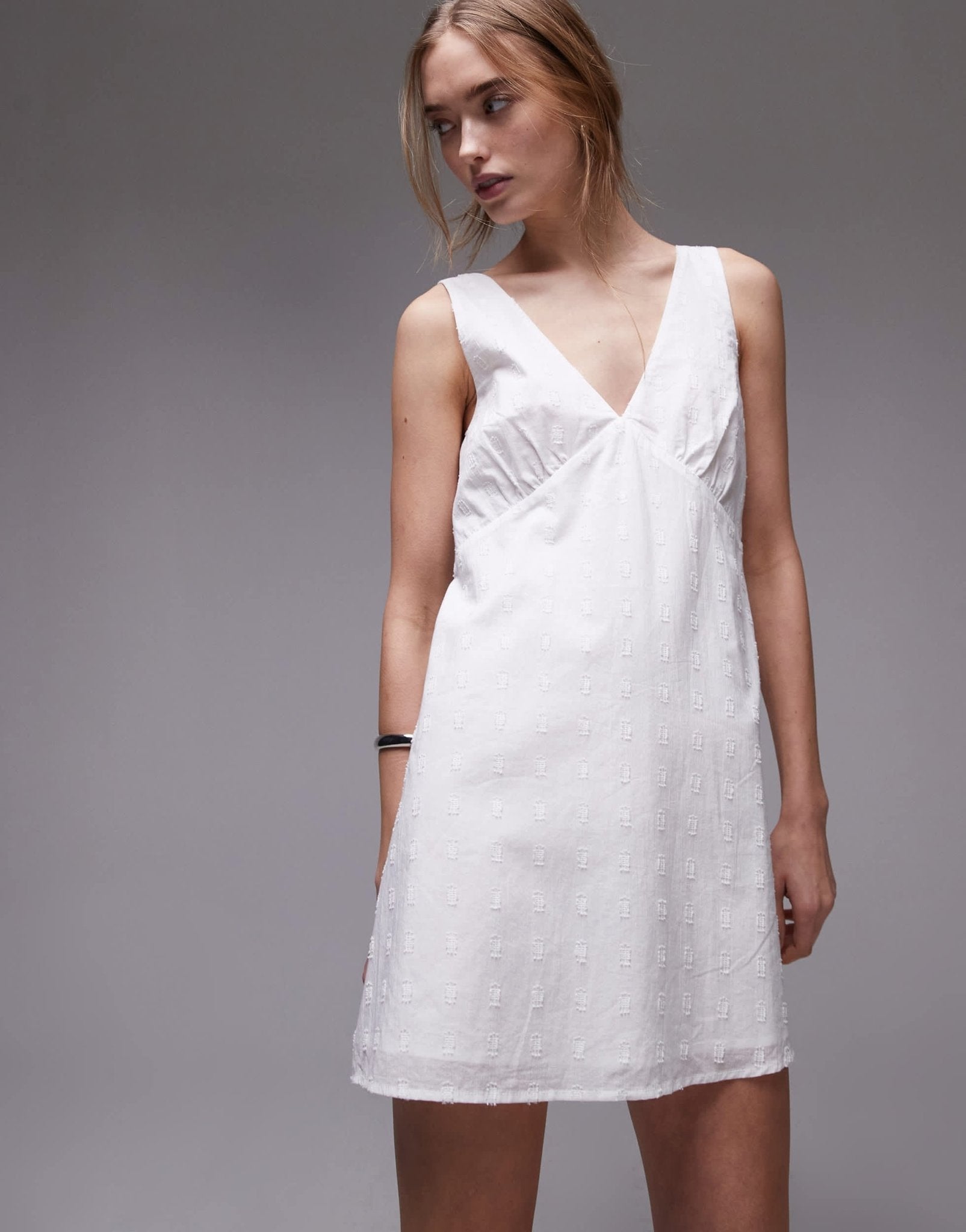 Rhythm mirage mini v neck dress in white - ASOS Sample Sale