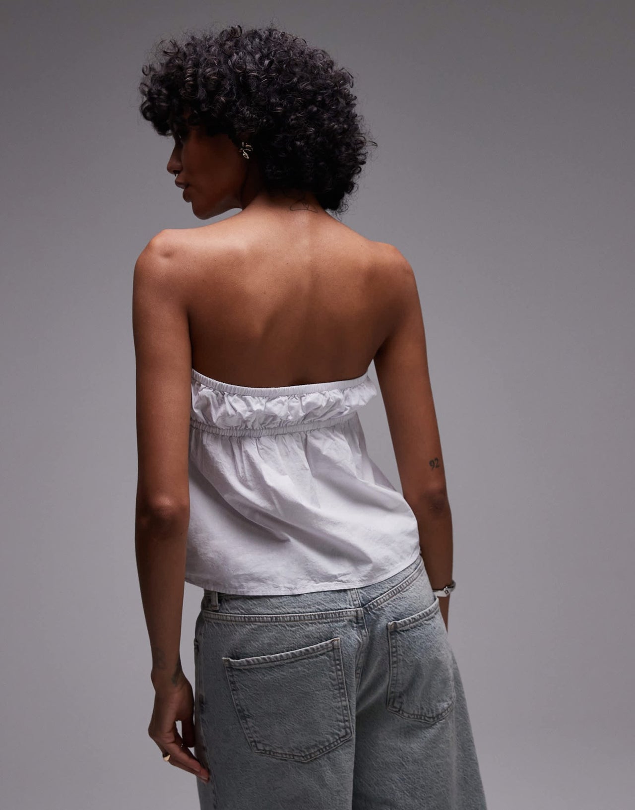 Rhythm posie gathered strapless top in white - ASOS Sample Sale