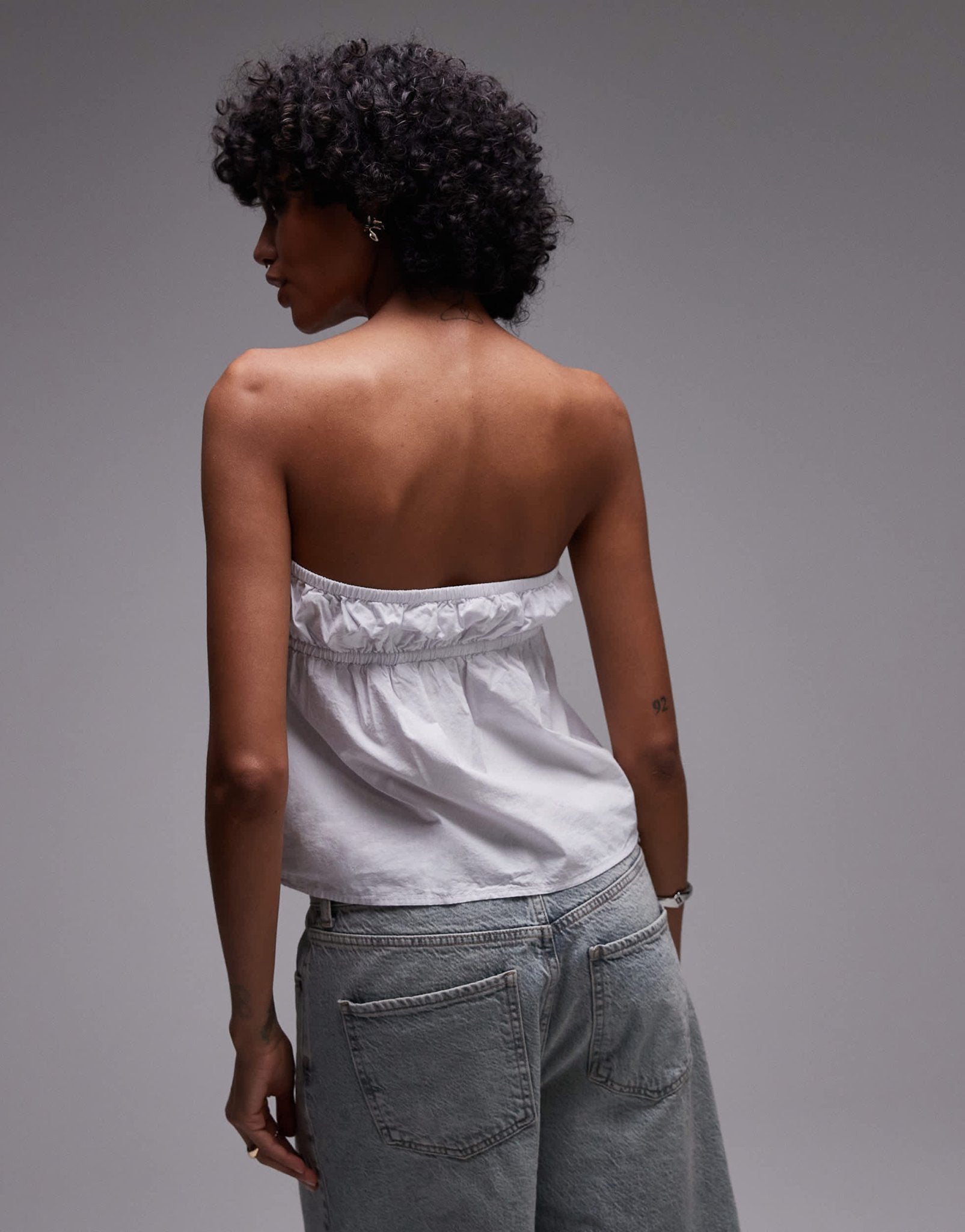Rhythm posie gathered strapless top in white - ASOS Sample Sale