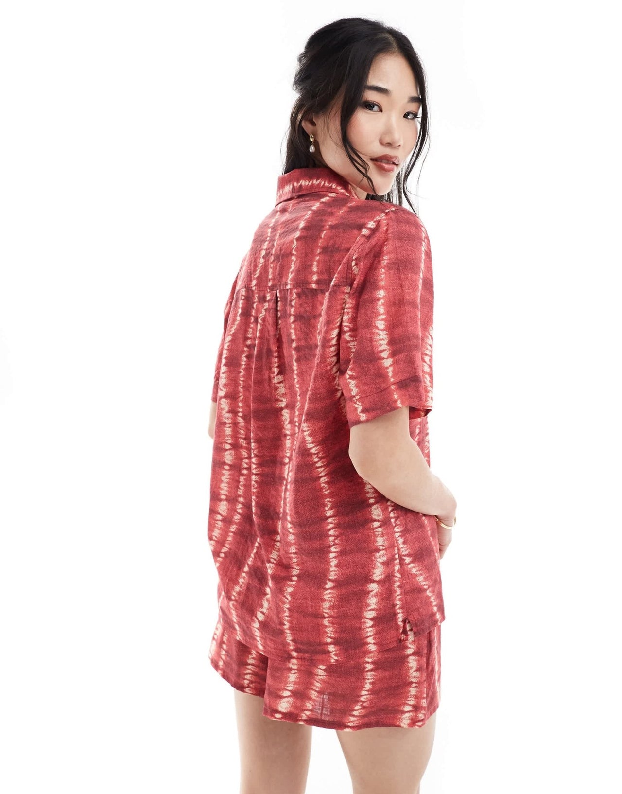 Rhythm sahara tie dye short sleeve beach shirt co - ord in red - ASOS Sample Sale