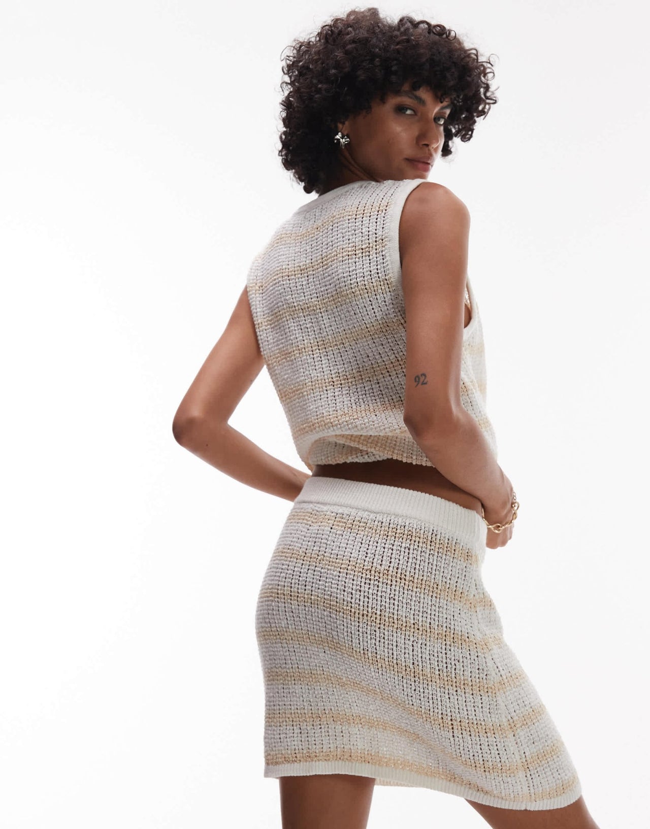 Rhythm sol stripe knit mini skirt in cream - ASOS Sample Sale