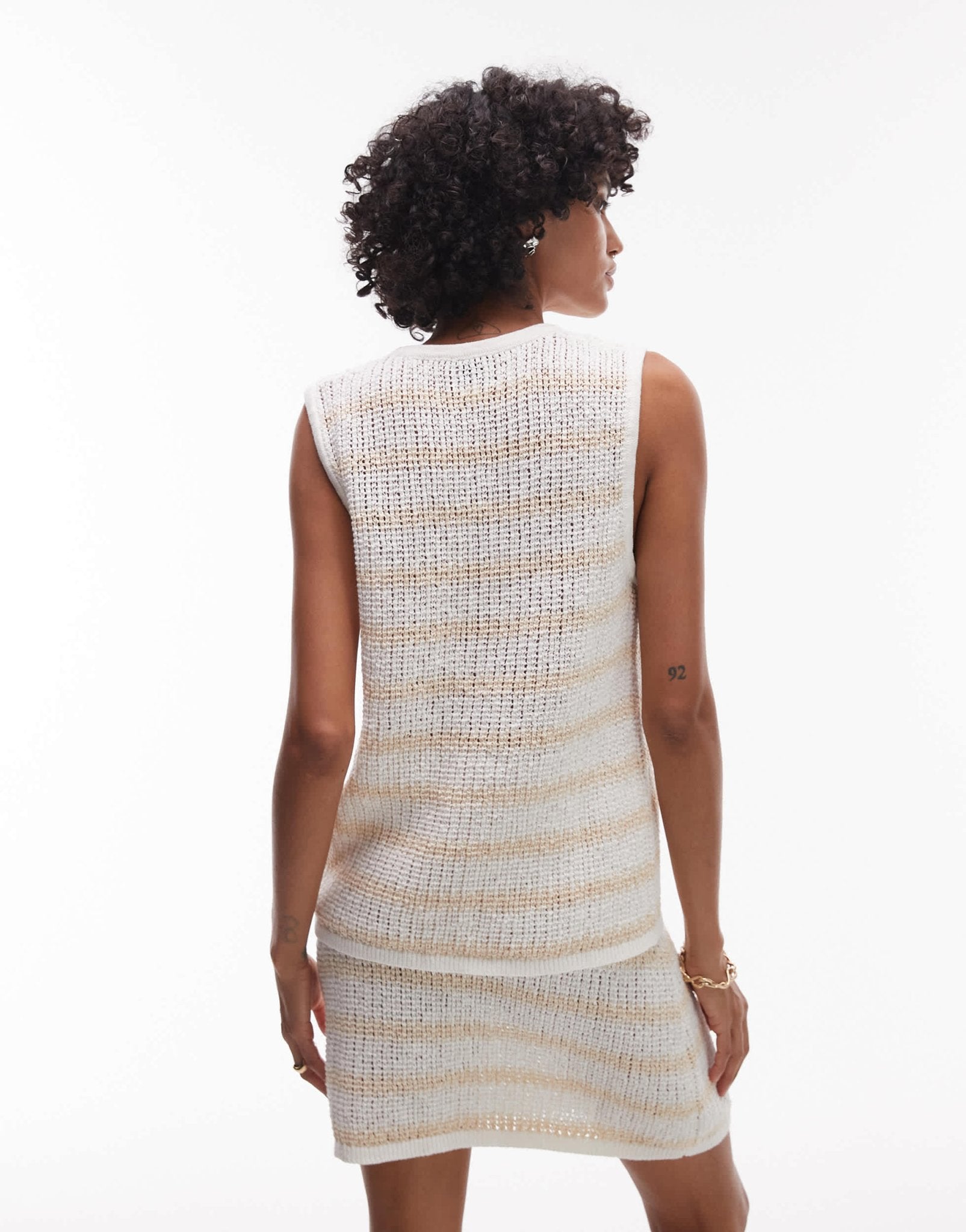 Rhythm sol stripe longline knit vest co-ord in cream - ASOS Sample Sale
