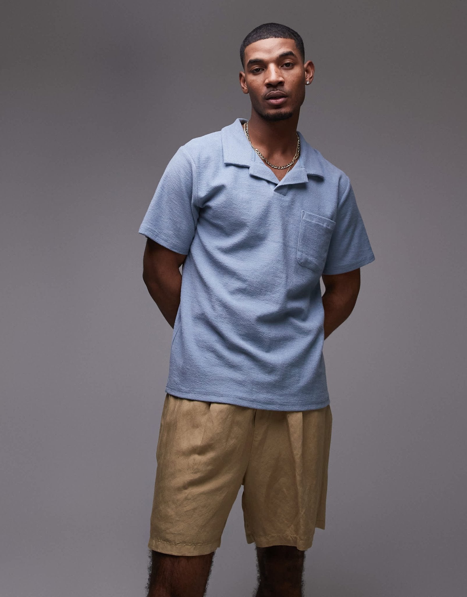 Rhythm vintage terry polo beach top in slate - ASOS Sample Sale