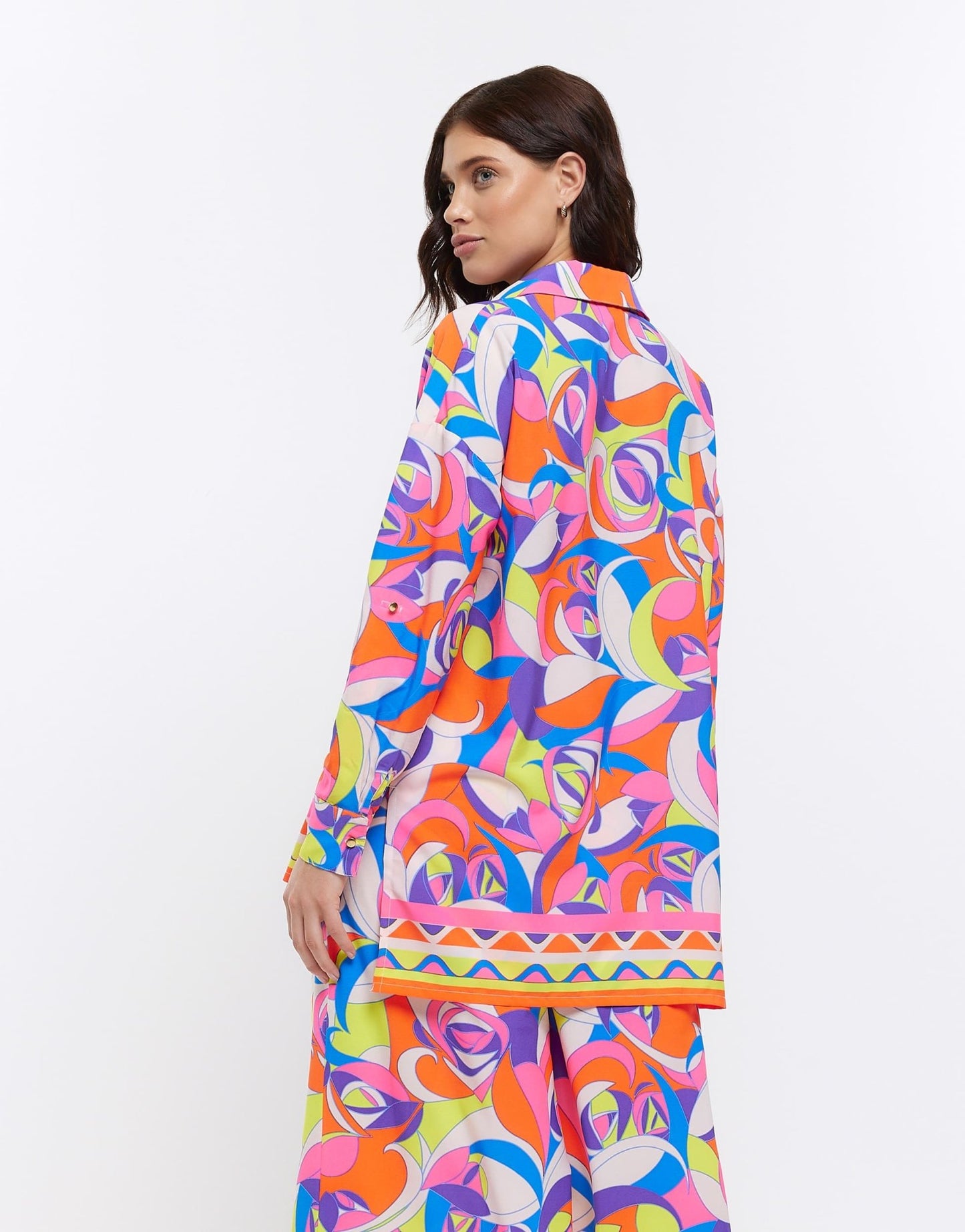 River Island abstract print oversized beach shirt in bright blue - ASOS Sample Sale