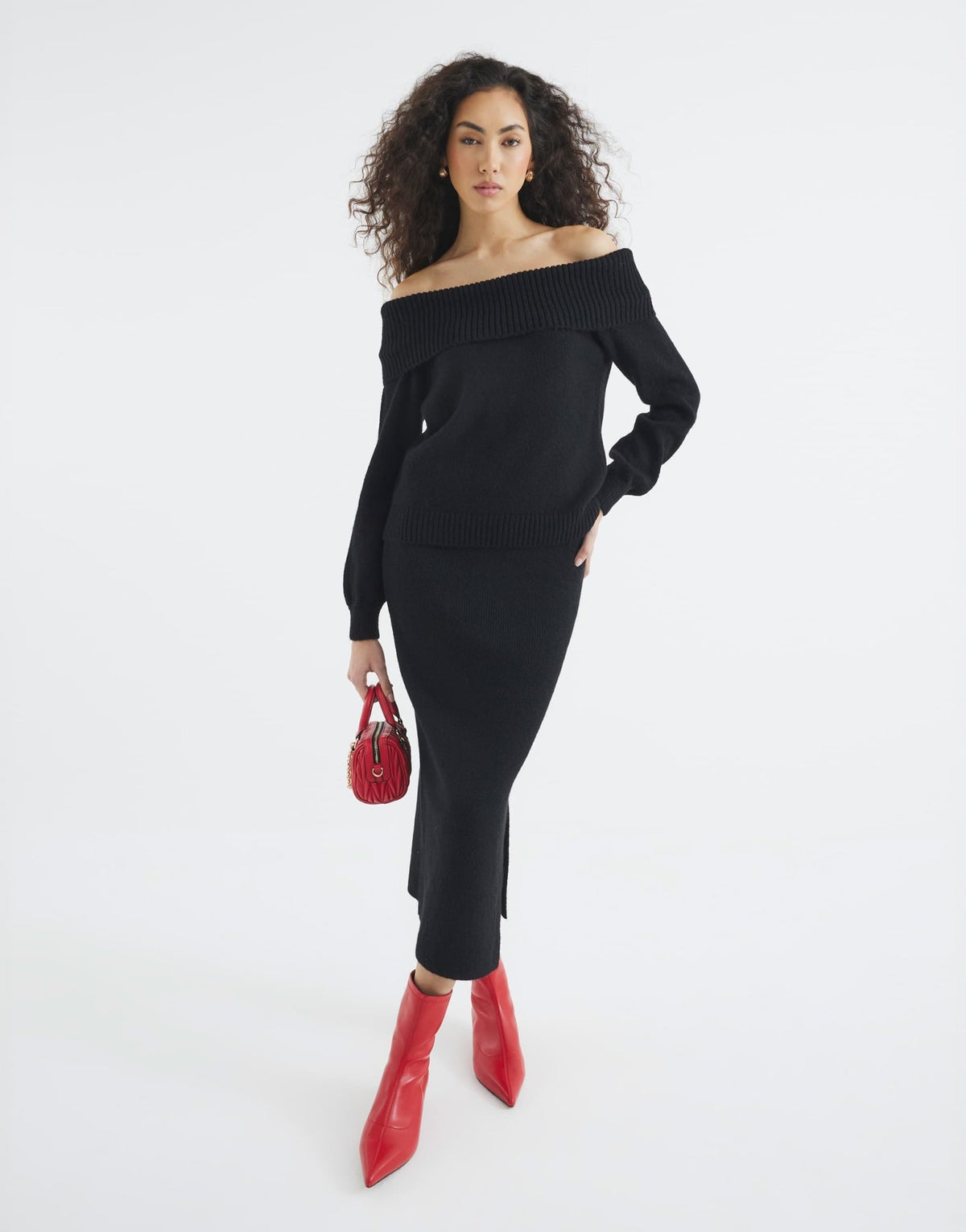 River Island bardot jumper in black - ASOS Sample Sale