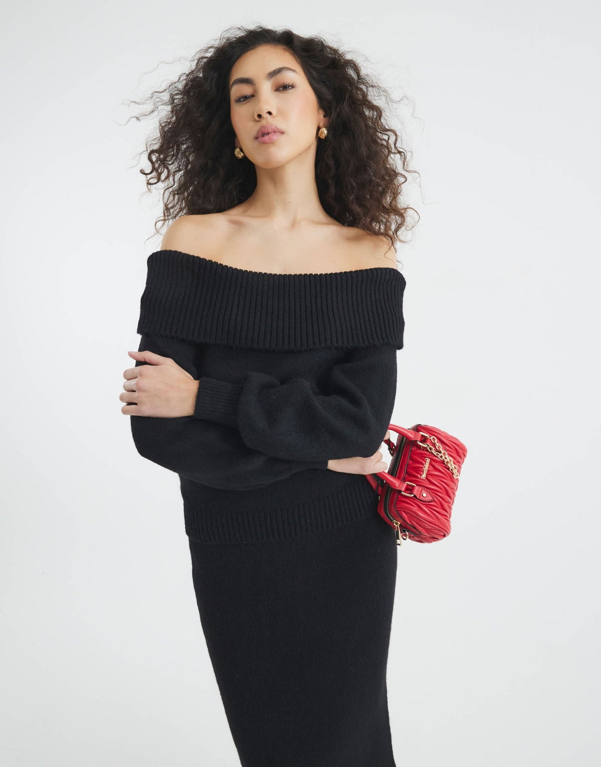River Island bardot jumper in black - ASOS Sample Sale