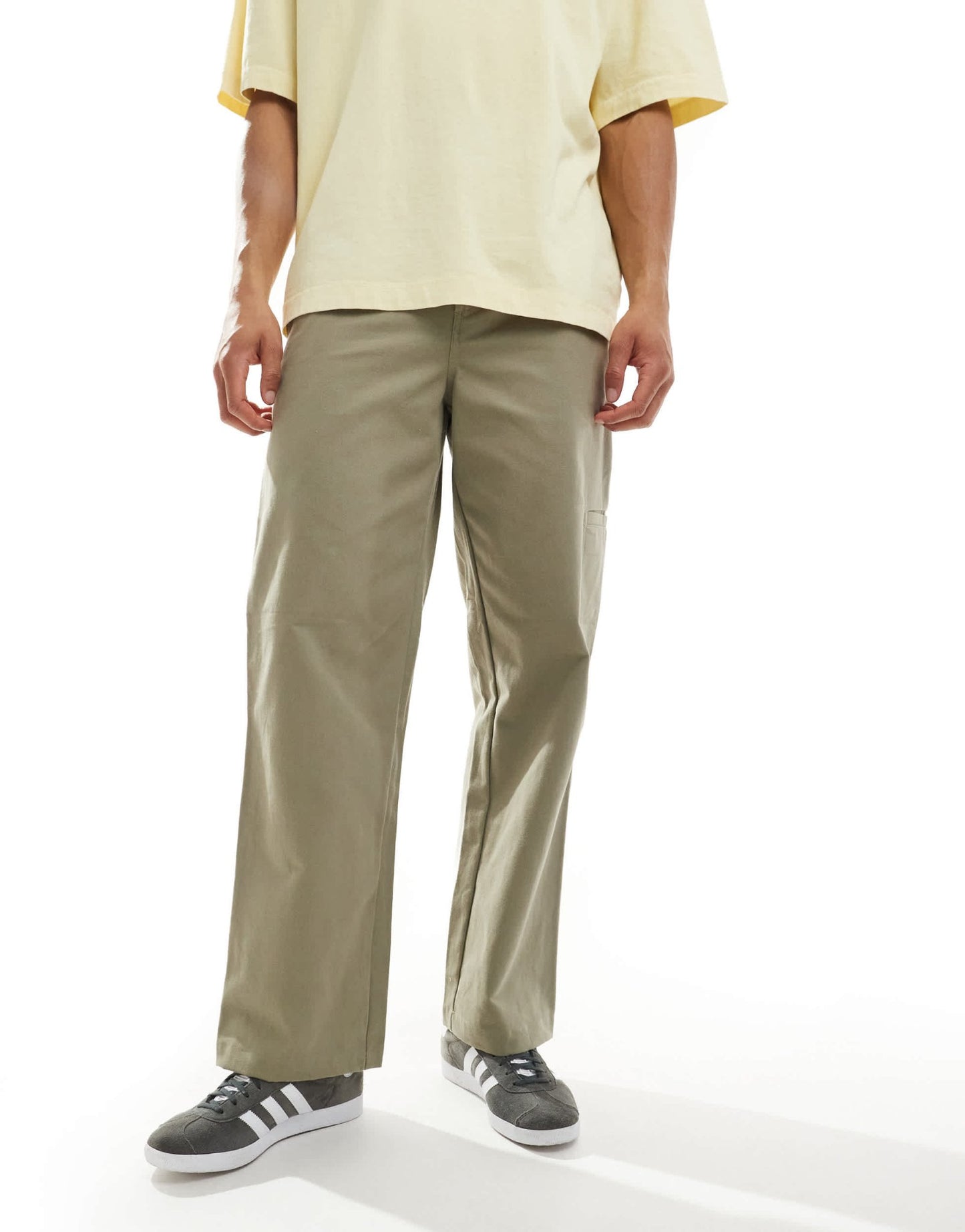 River Island barrel worker trousers in khaki - ASOS Sample Sale