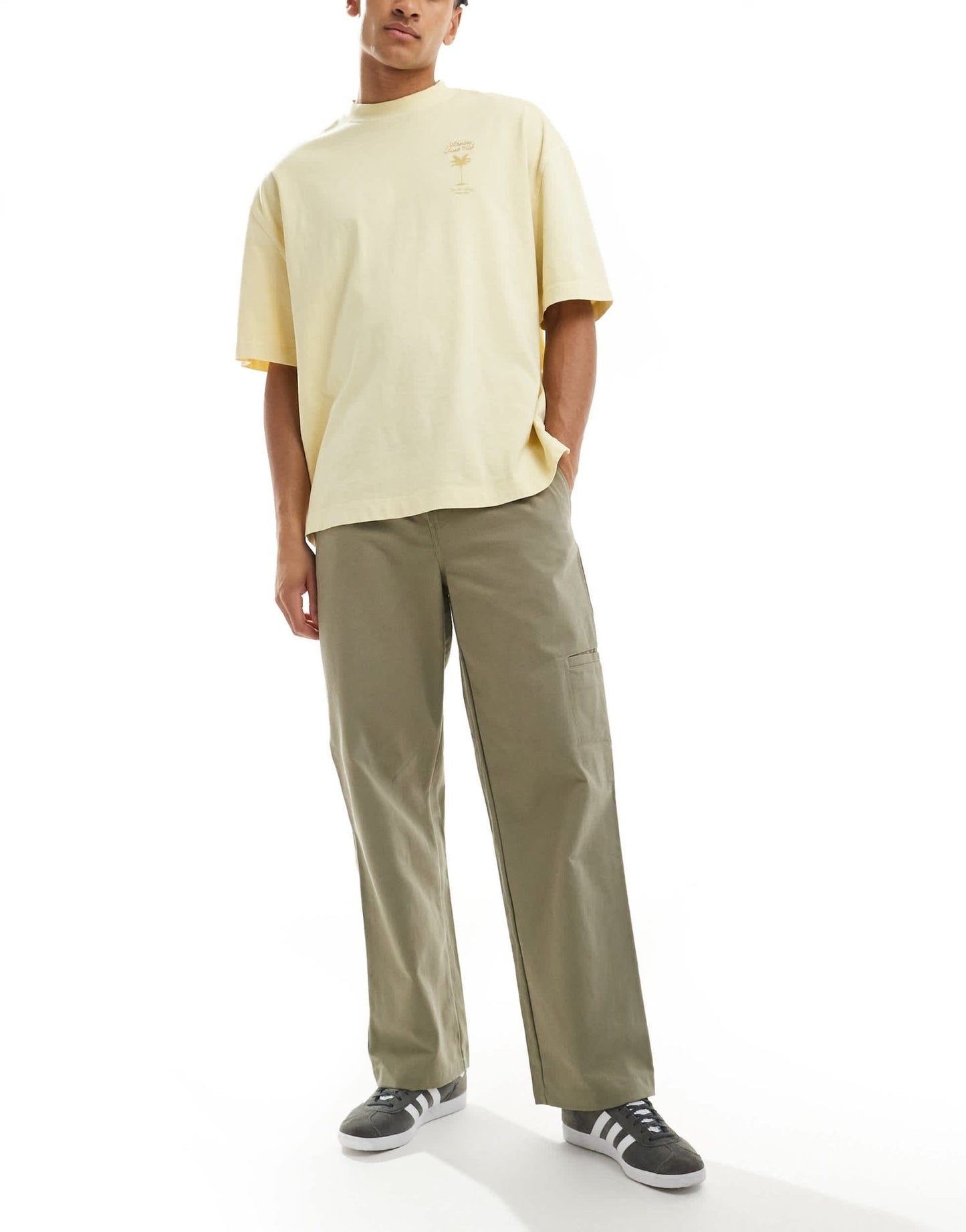 River Island barrel worker trousers in khaki - ASOS Sample Sale