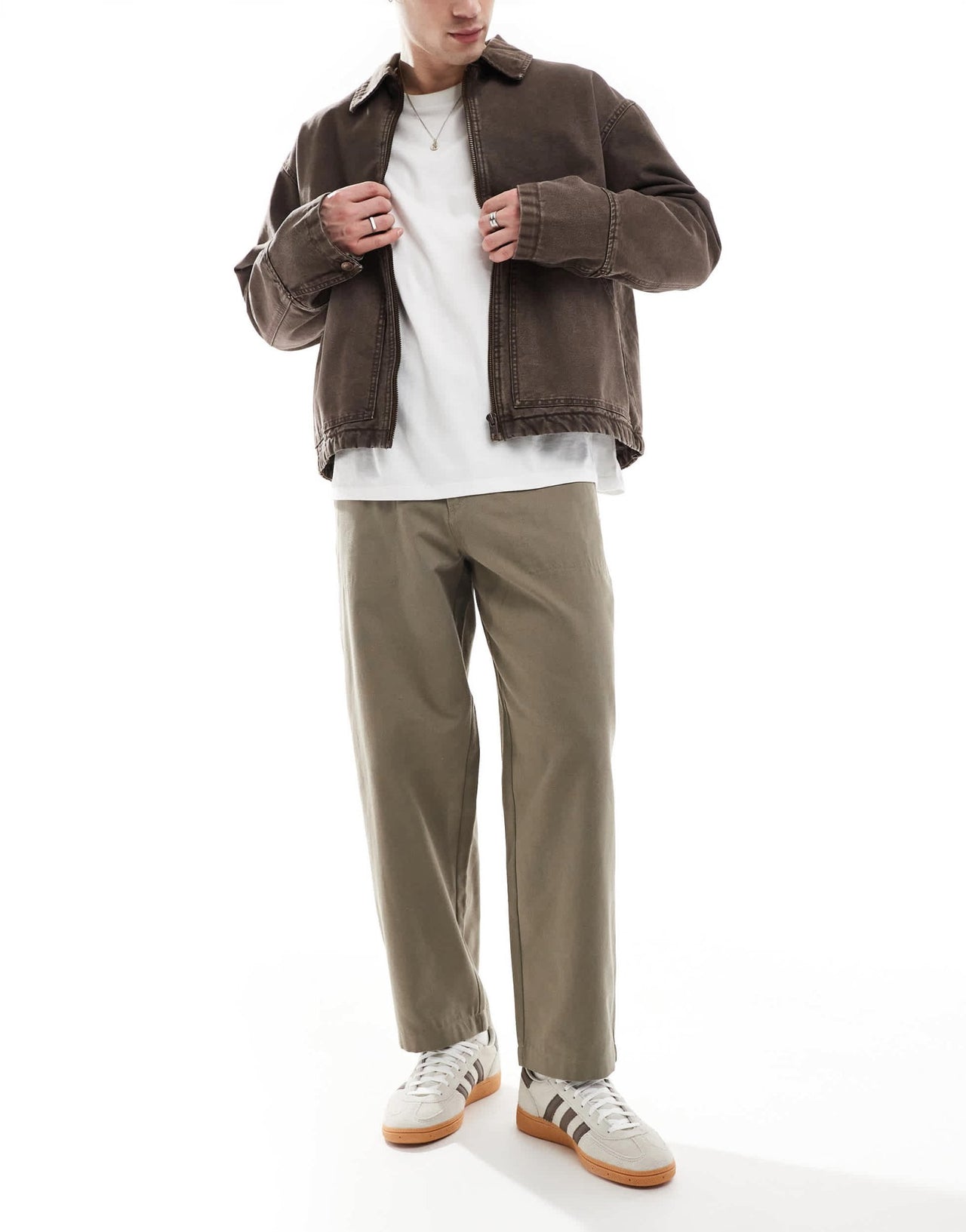 River Island barrel worker trousers in light khaki - ASOS Sample Sale