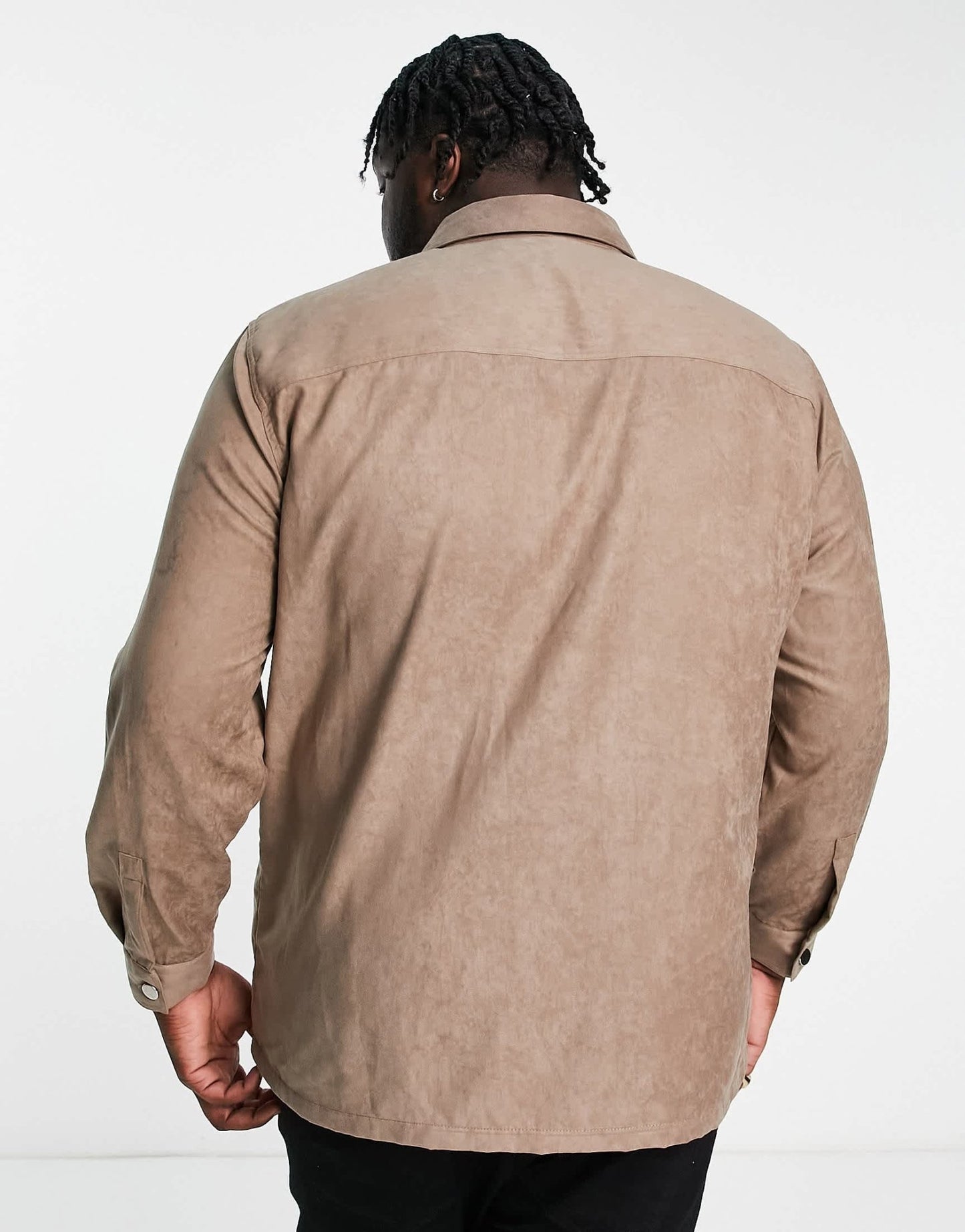 River Island Big & Tall long sleeve suedette shirt in grey - ASOS Sample Sale