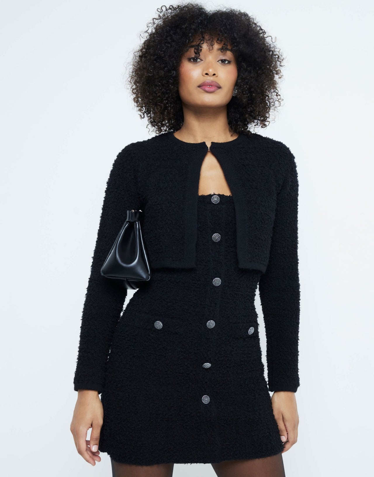 River Island boucle bandeau mini dress in black - ASOS Sample Sale