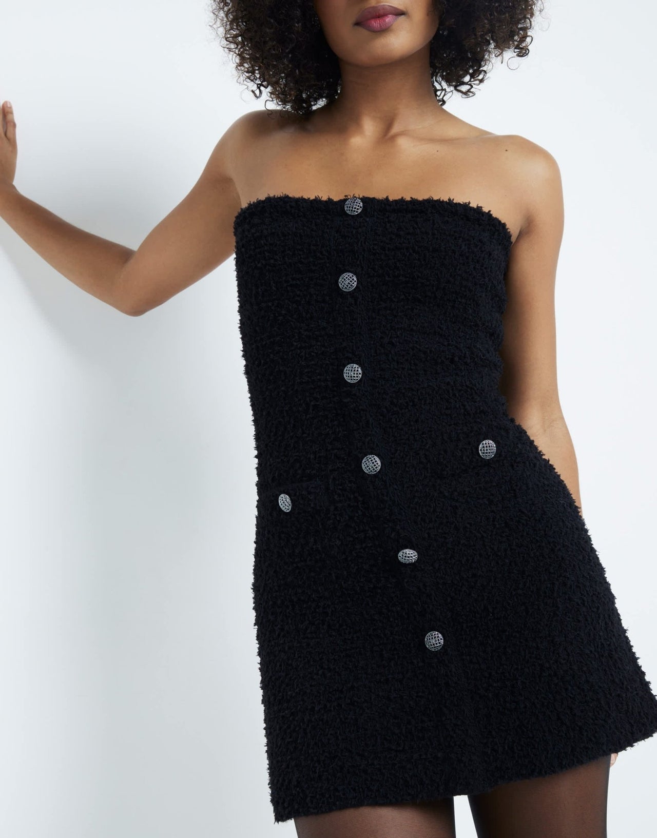 River Island boucle bandeau mini dress in black - ASOS Sample Sale