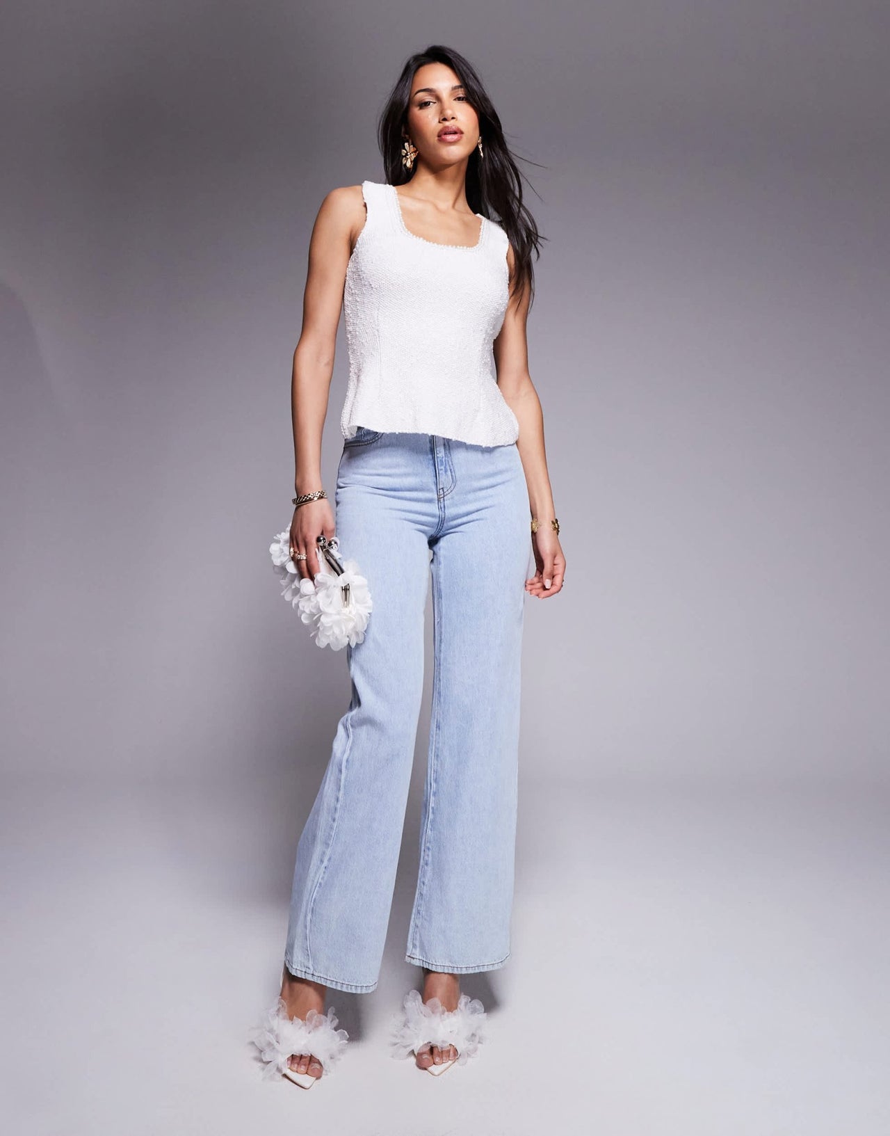 River Island boucle vest in white - ASOS Sample Sale