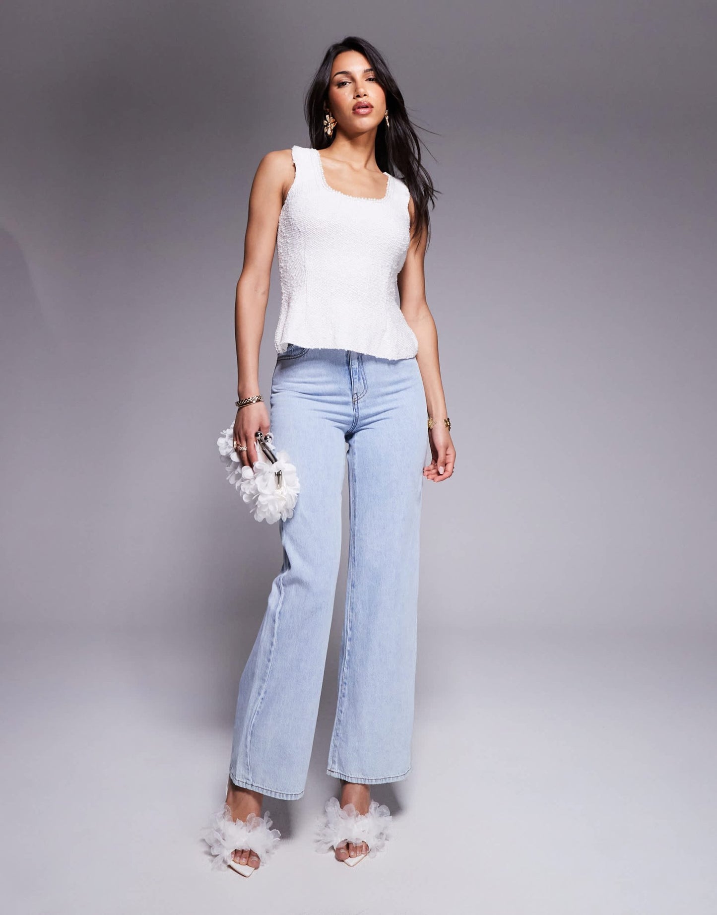 River Island boucle vest in white - ASOS Sample Sale